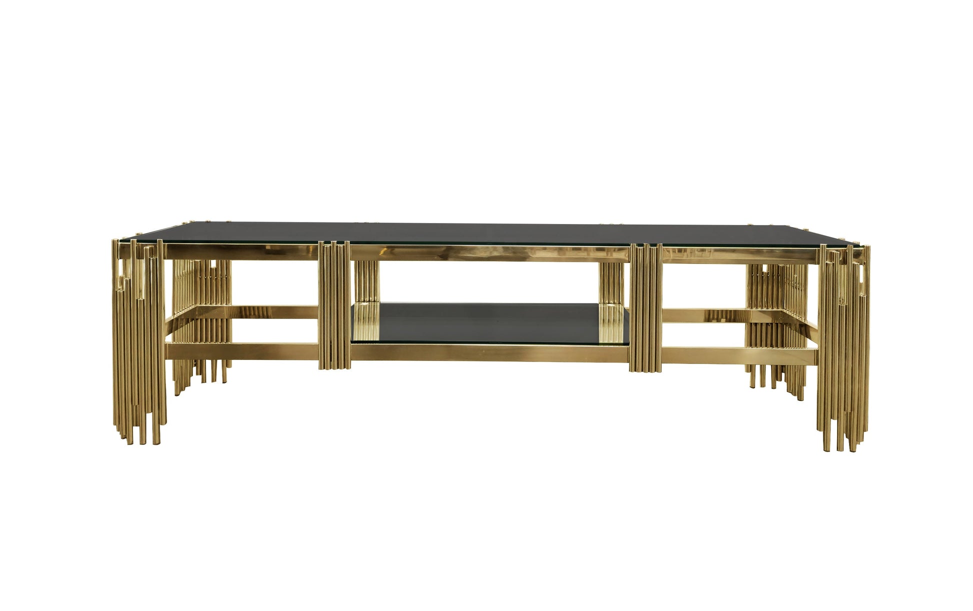 Chelsea Gold TV Unit Table - Black Glass