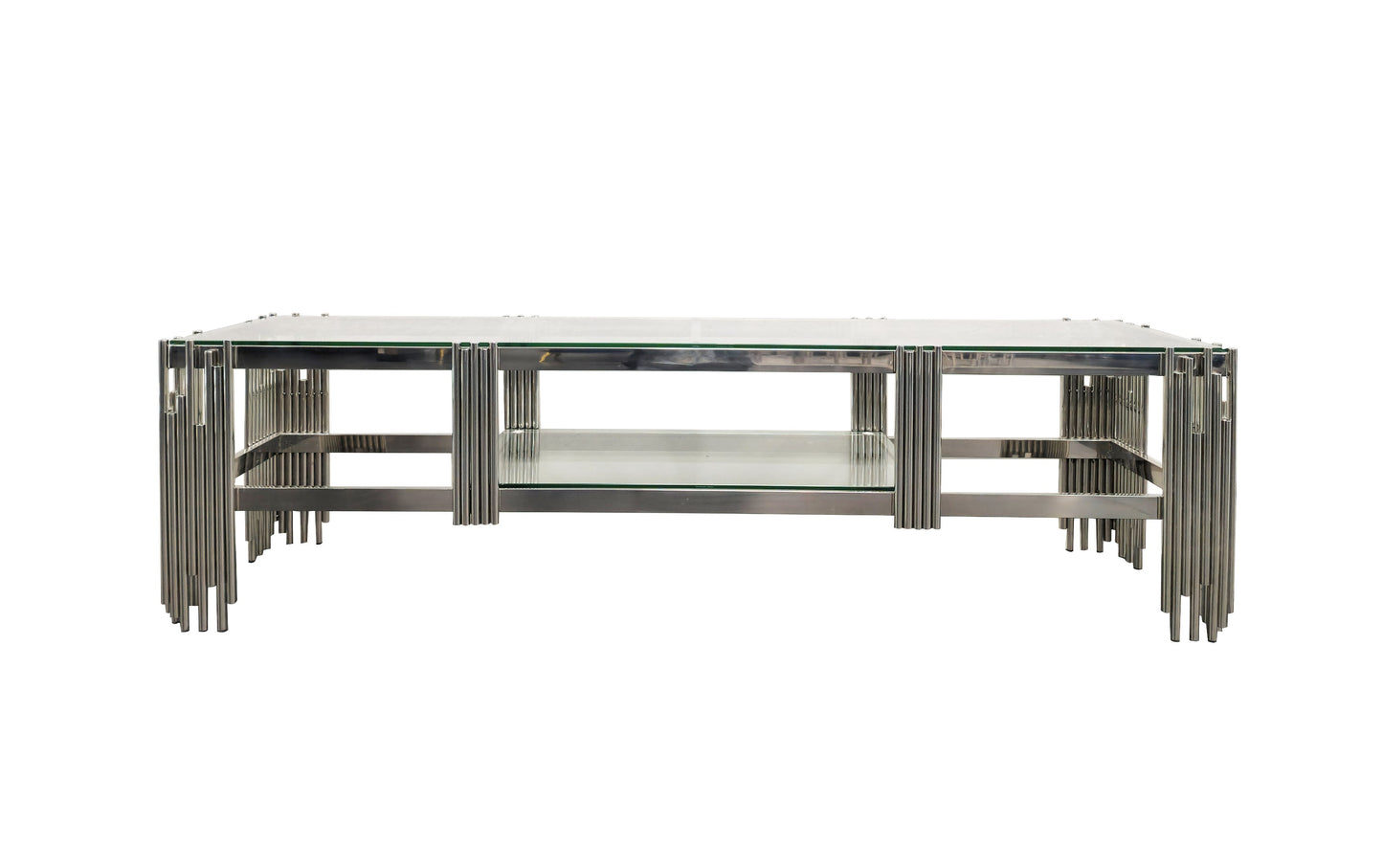 Chelsea Silver TV Unit Table - Clear Glass