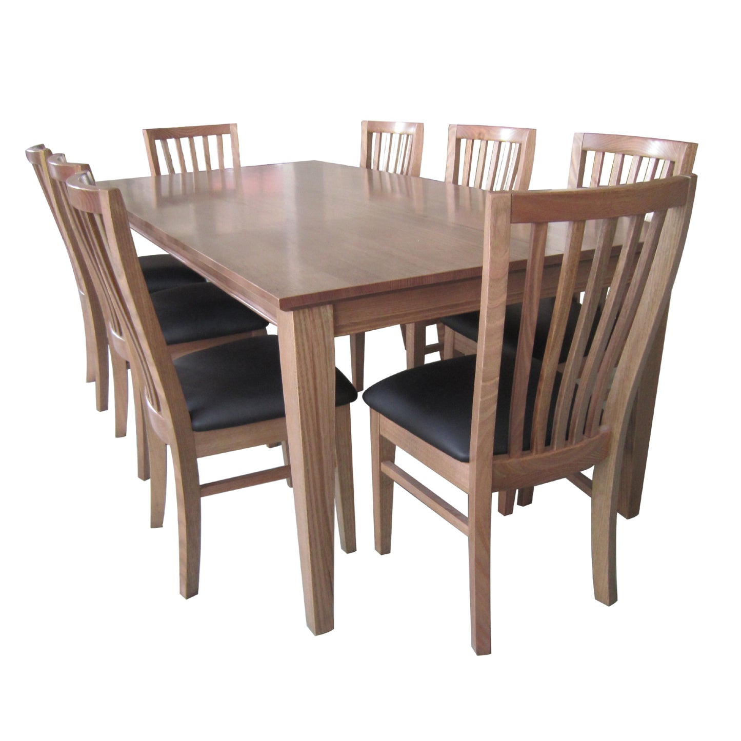 Fairmont Dining Chair Set of 8 PU Leather Seat Slat Back Solid Oak Wood