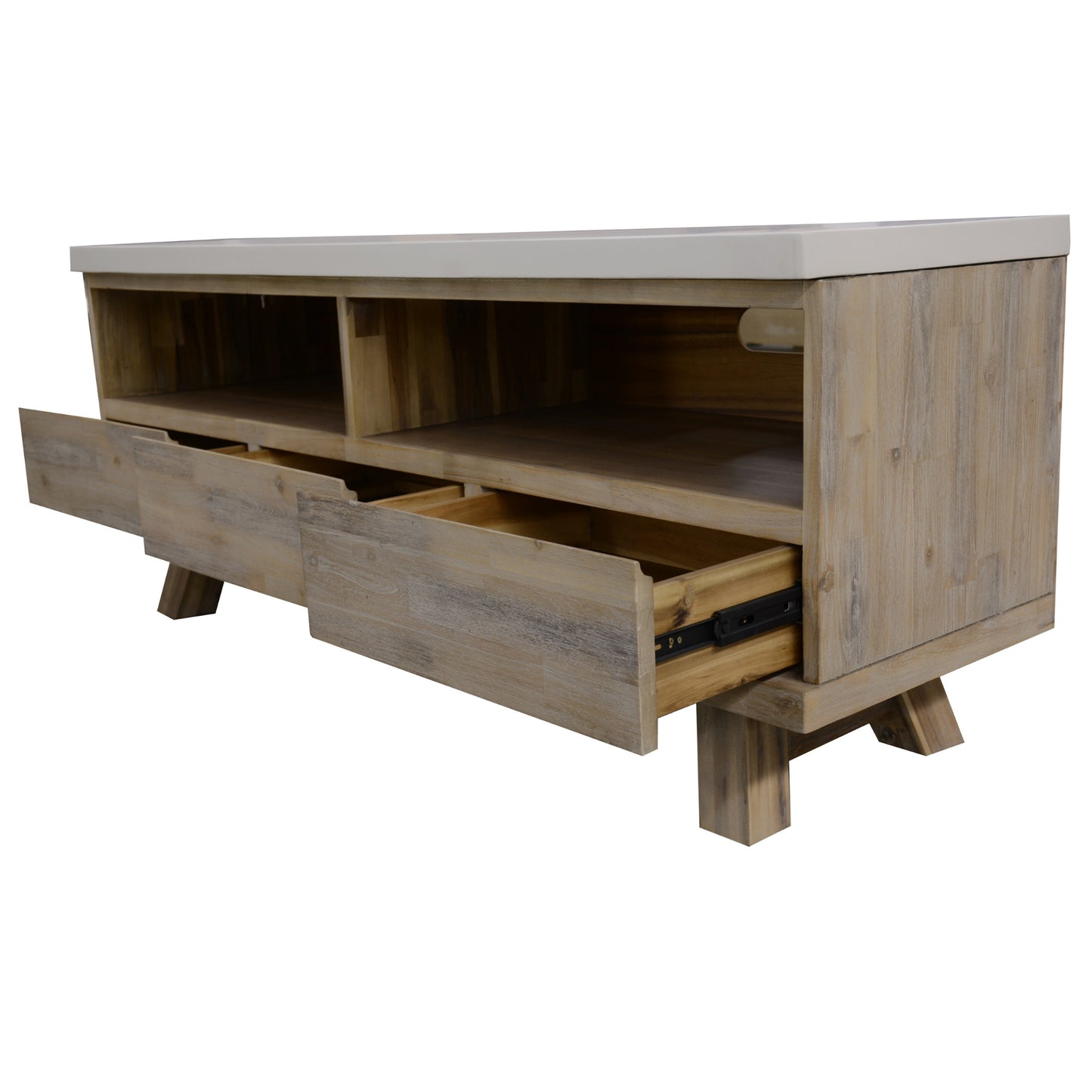 Stony 150cm Entertainment TV Unit with Concrete Top - White