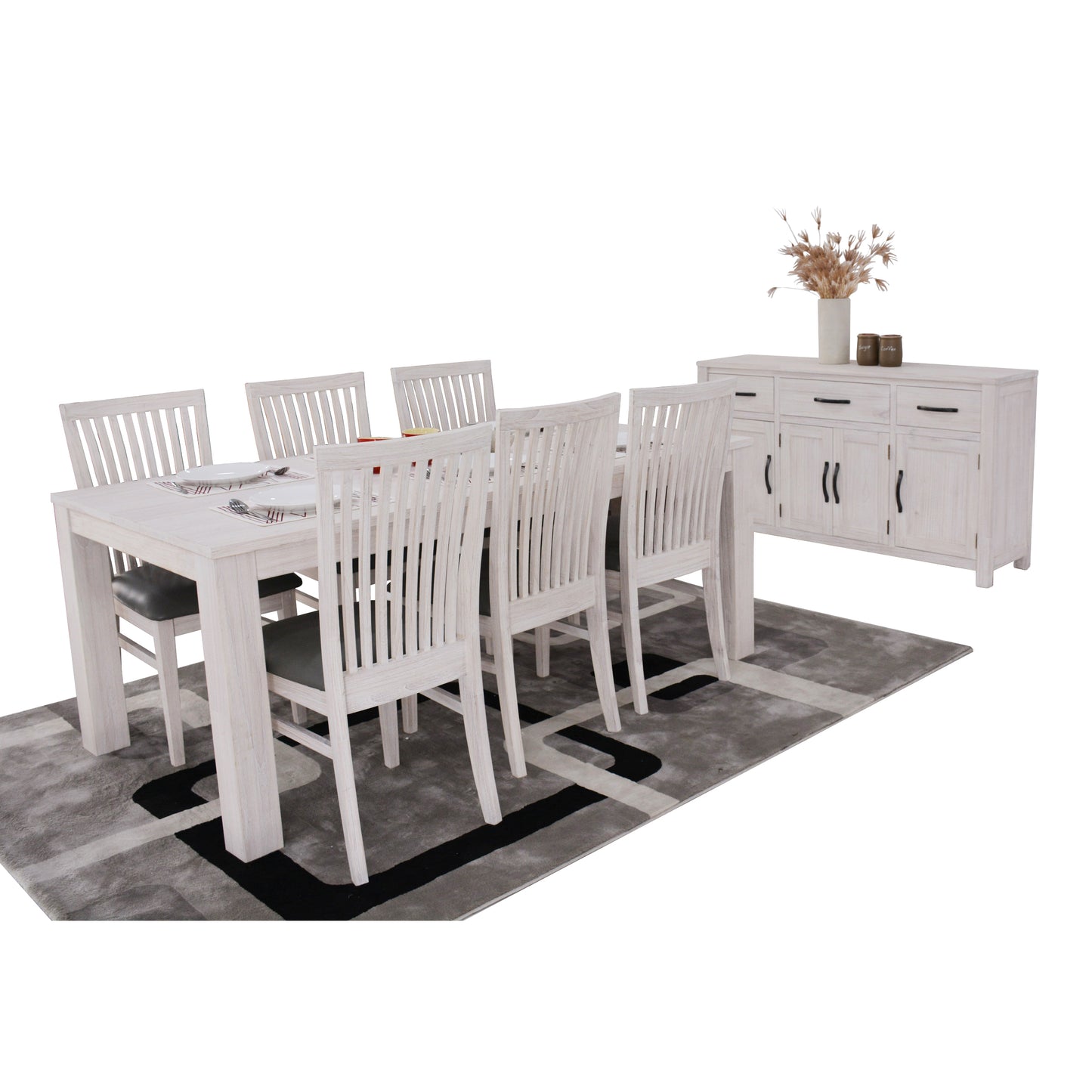 Dining Table 190cm Solid Mt Ash Wood Home Dinner Furniture - White