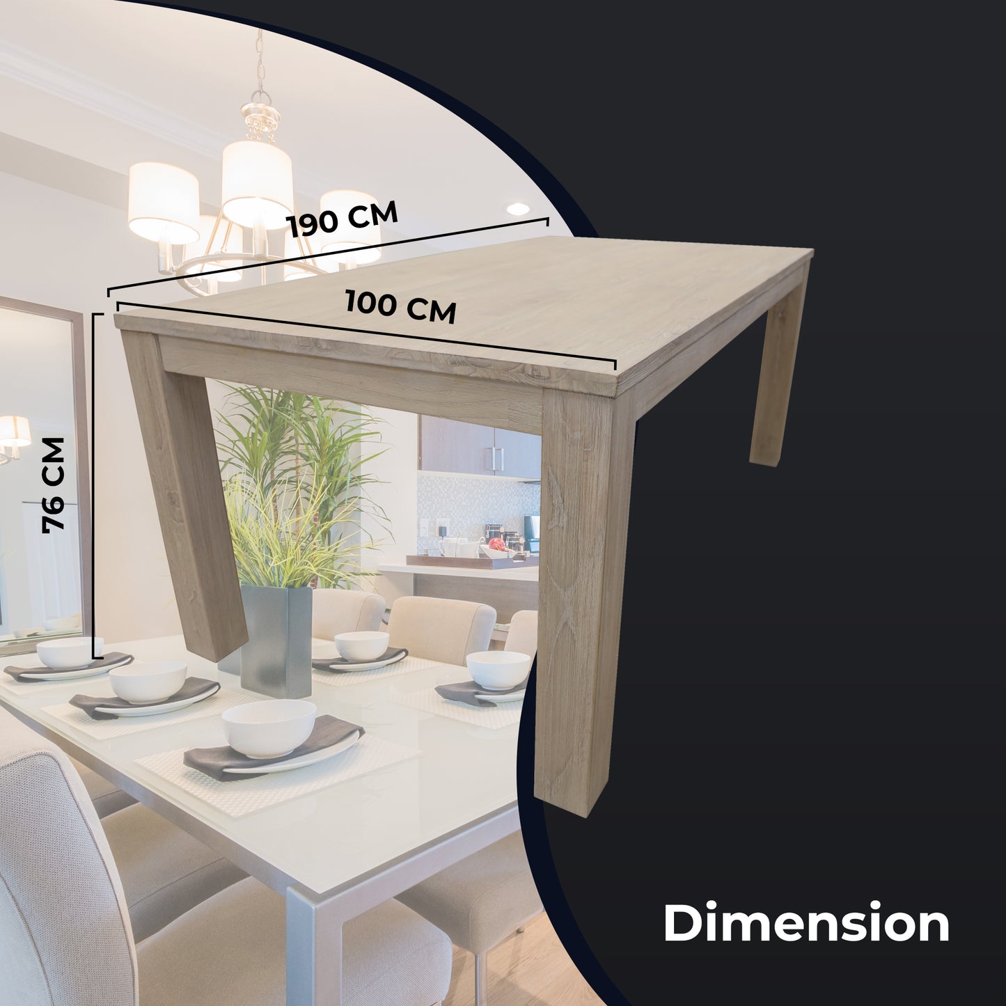 Dining Table 190cm Solid Mt Ash Wood Home Dinner Furniture - White