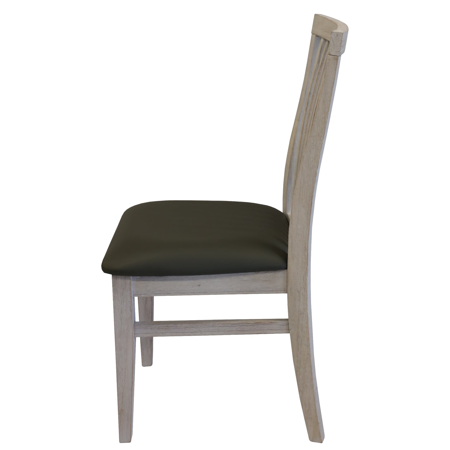 PU Seat Dining Chair Set of 2 Solid Ash Wood Dining Furniture - White