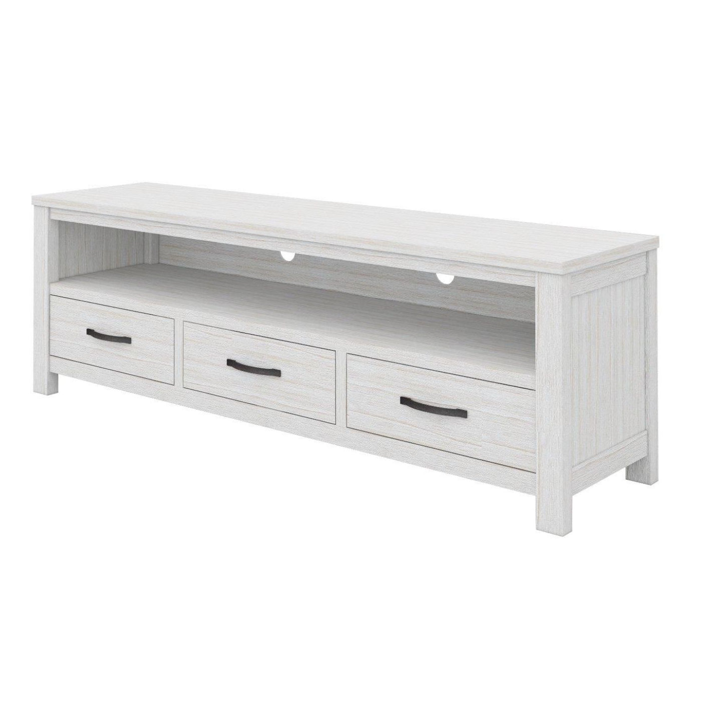 Entertainment TV Unit 166cm 3 Drawer Solid Mt Ash Wood - White