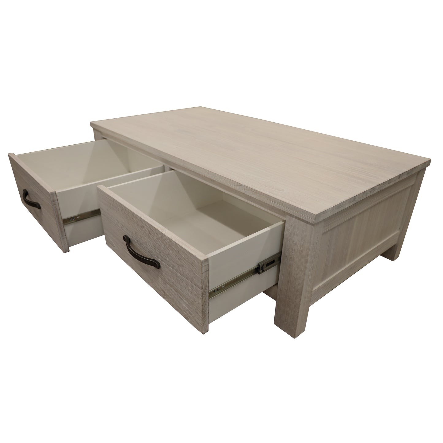 Coffee Table 127cm 2 Drawer Solid Mt Ash Timber Wood - White