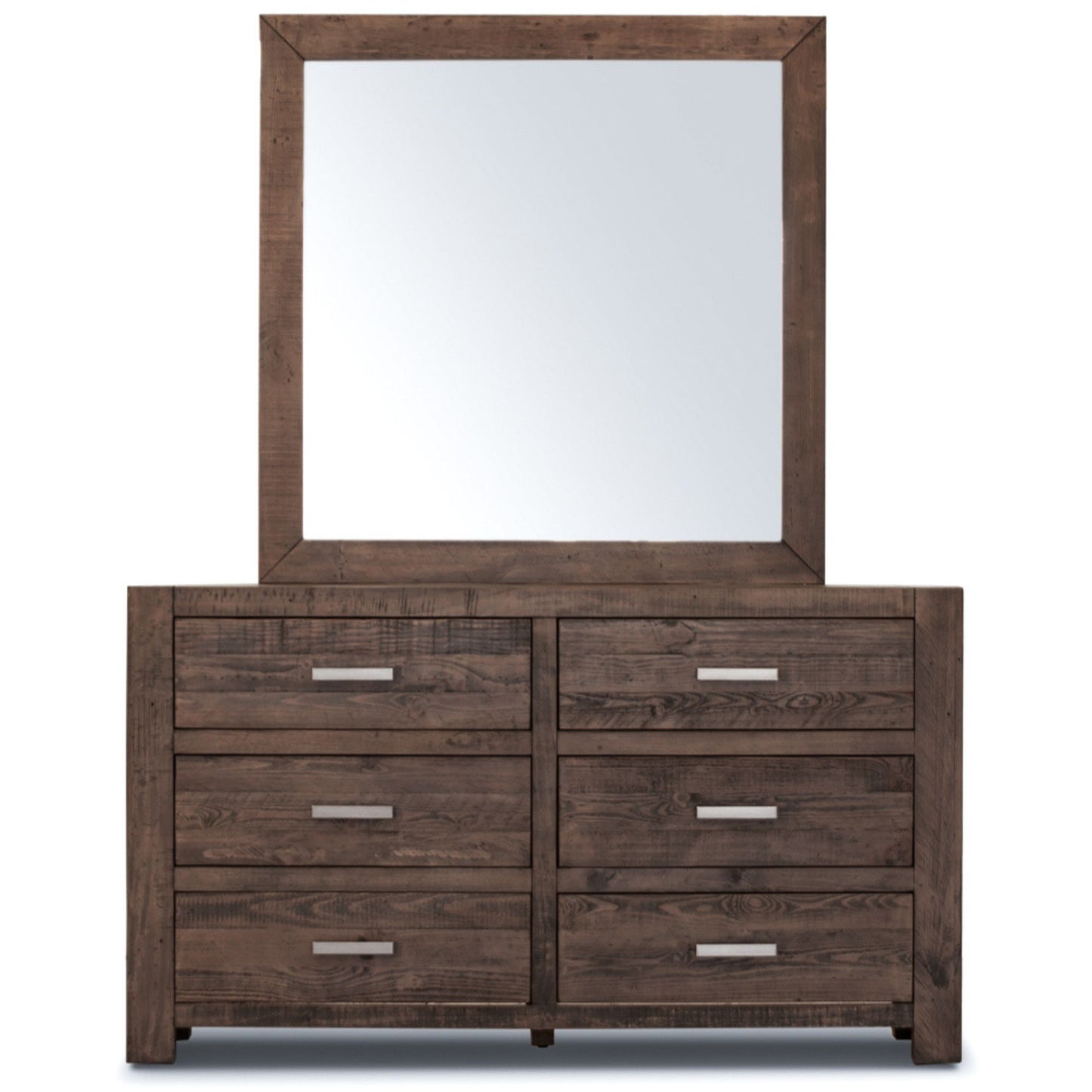 Dresser Mirror Vanity Dressing Table Solid Pine Wood Frame - Grey Stone