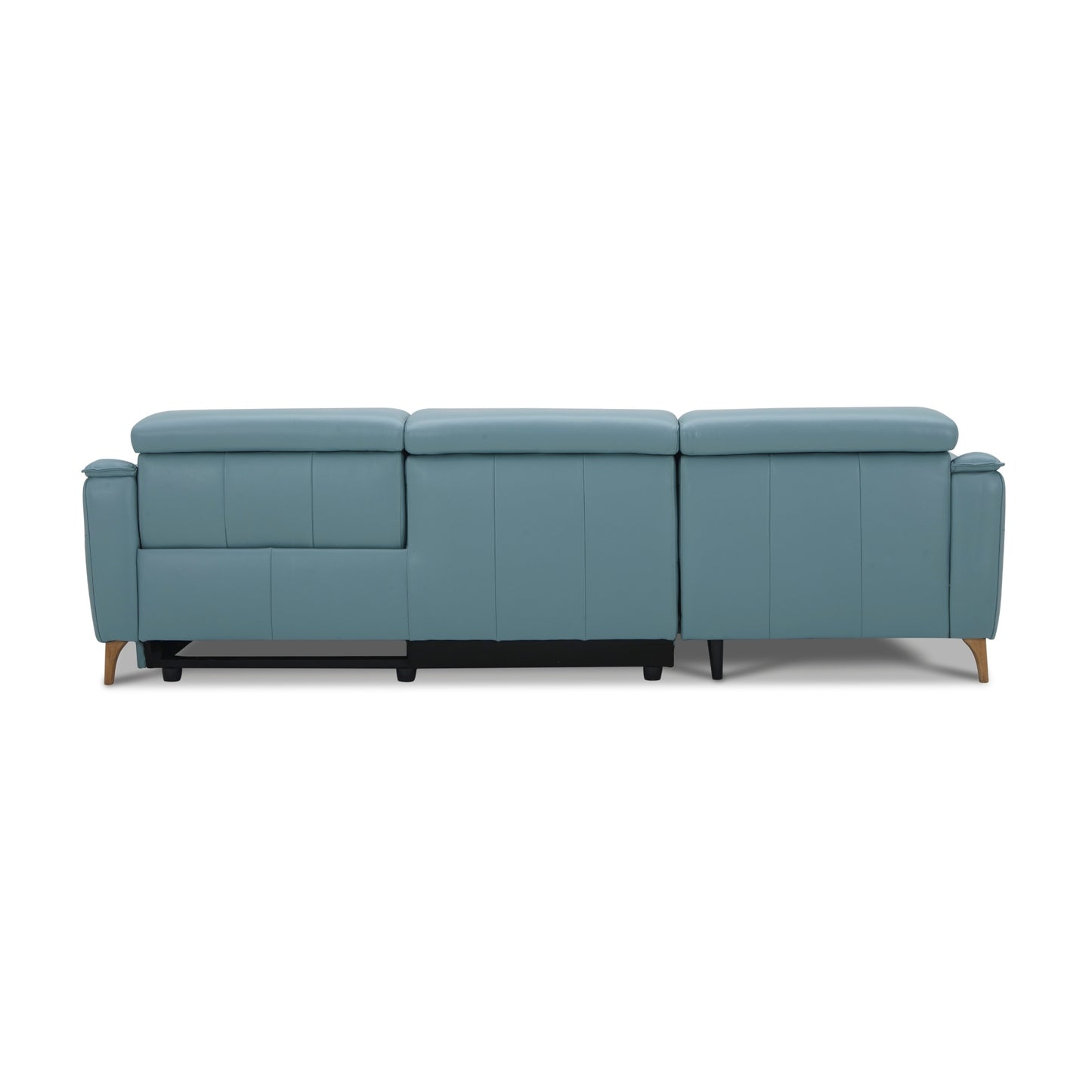 Leather Sofa Lounge Powered Recliner Inala 2 Seater with RHF Chaise - Blue