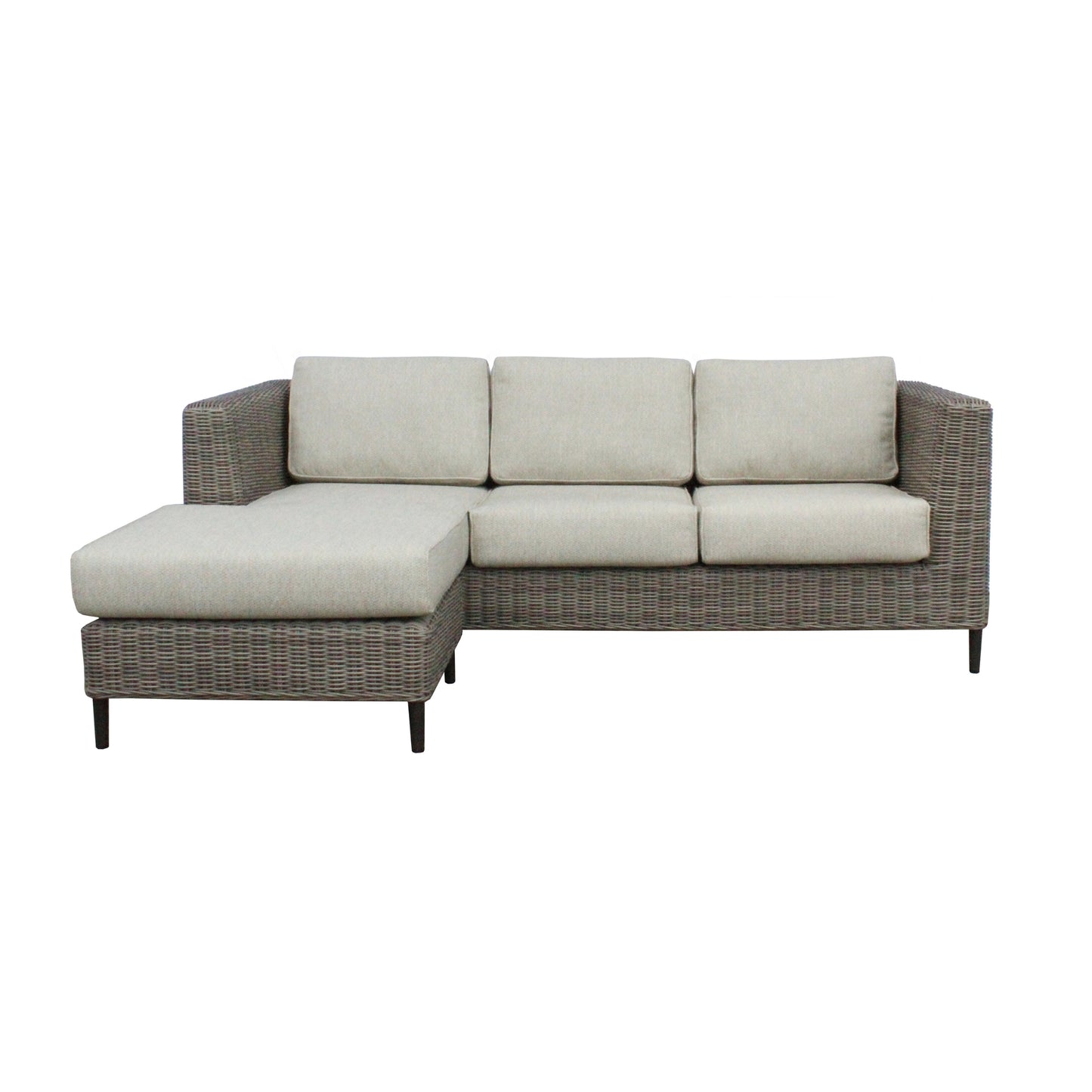 Outdoor Sofa Lara 3 Seater Rattan Reversible Chaise Lounge - Light Grey