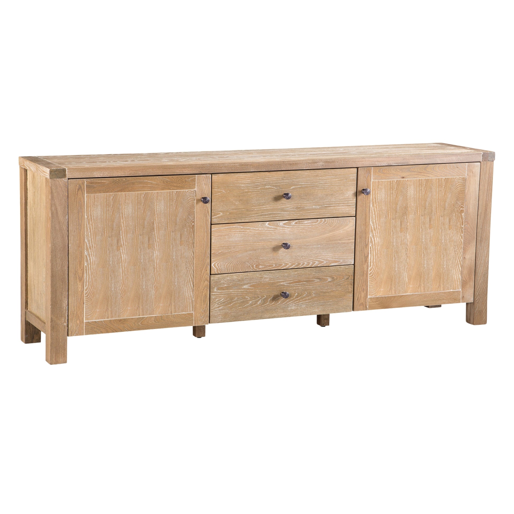 Woodland 180cm Buffet Table Cabinet Timber Wood 3 Drawer 2 Door Natural