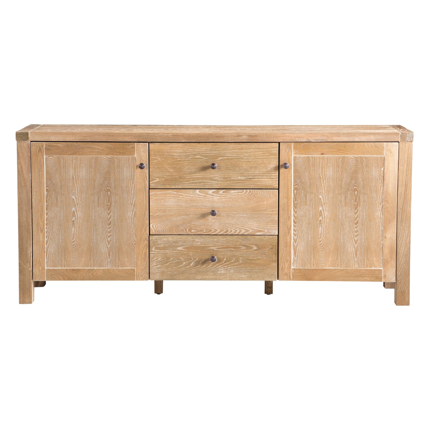 Woodland 180cm Buffet Table Cabinet Solid Timber Wood 3 Drawer 2 Door - Natural