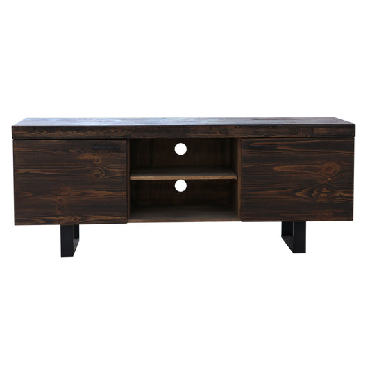 Rustica 160cm ETU Entertainment TV Unit Solid Pine Wood 2 Door Black