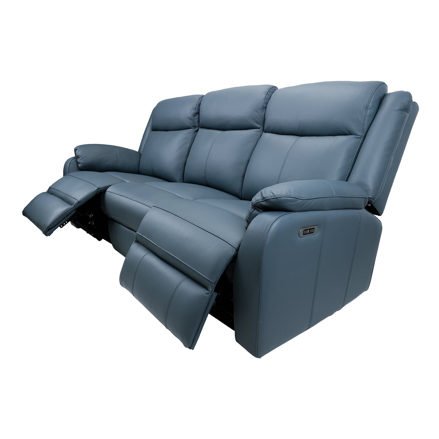 Bella 3+2+1 Seater Electric Recliner Leather Upholstered Lounge - Blue