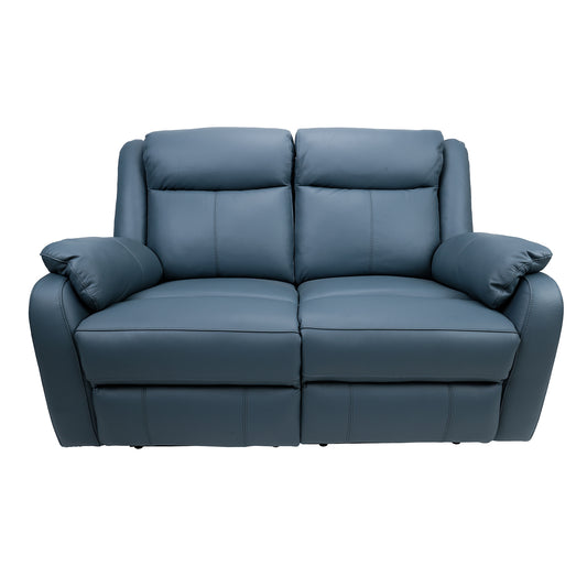 Bella 2 Seater Electric Recliner Genuine Leather Upholstered Lounge - Blue