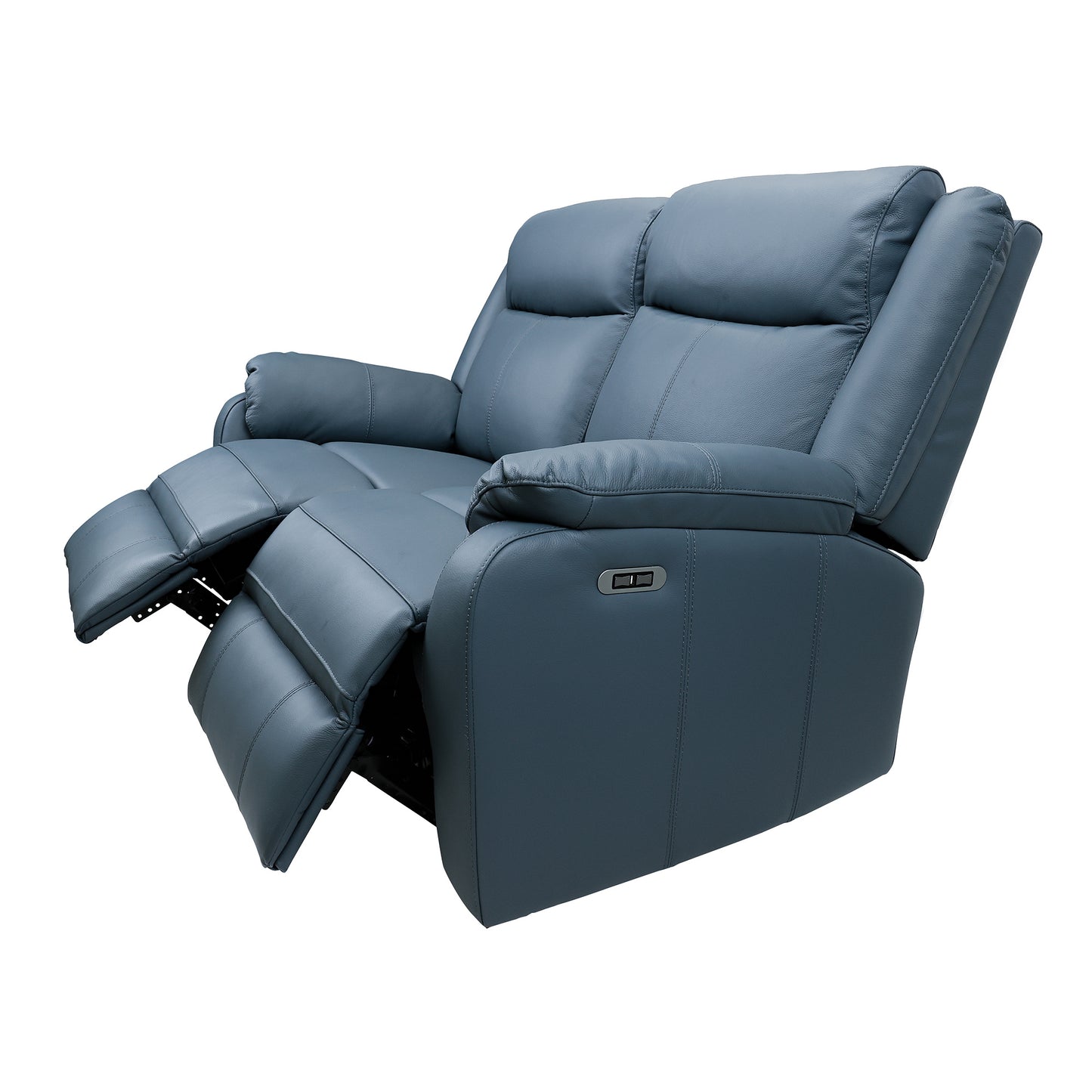 Bella 2 Seater Electric Recliner Leather Upholstered Lounge - Blue