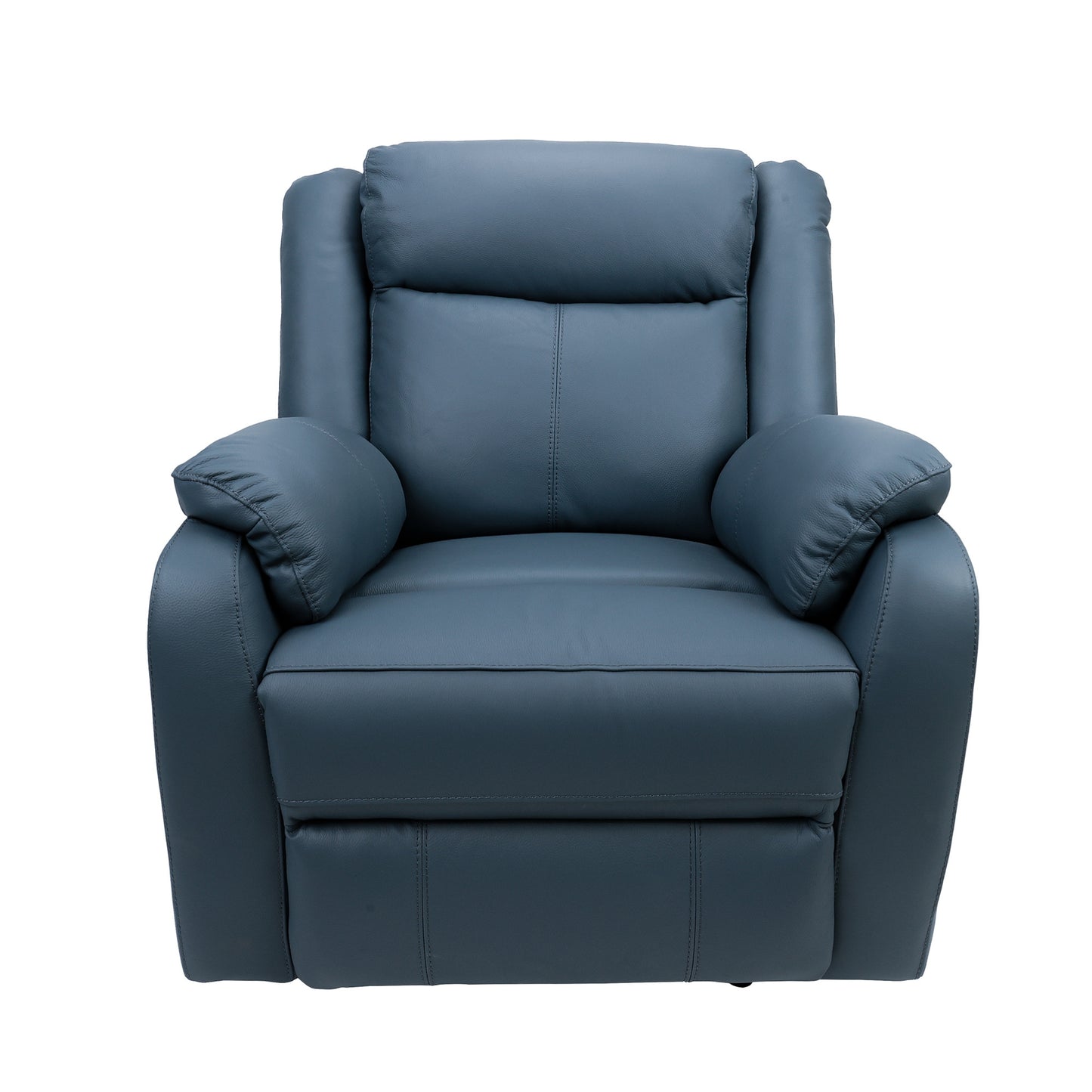 Bella 1 Seater Electric Recliner Genuine Leather Upholstered Lounge - Blue