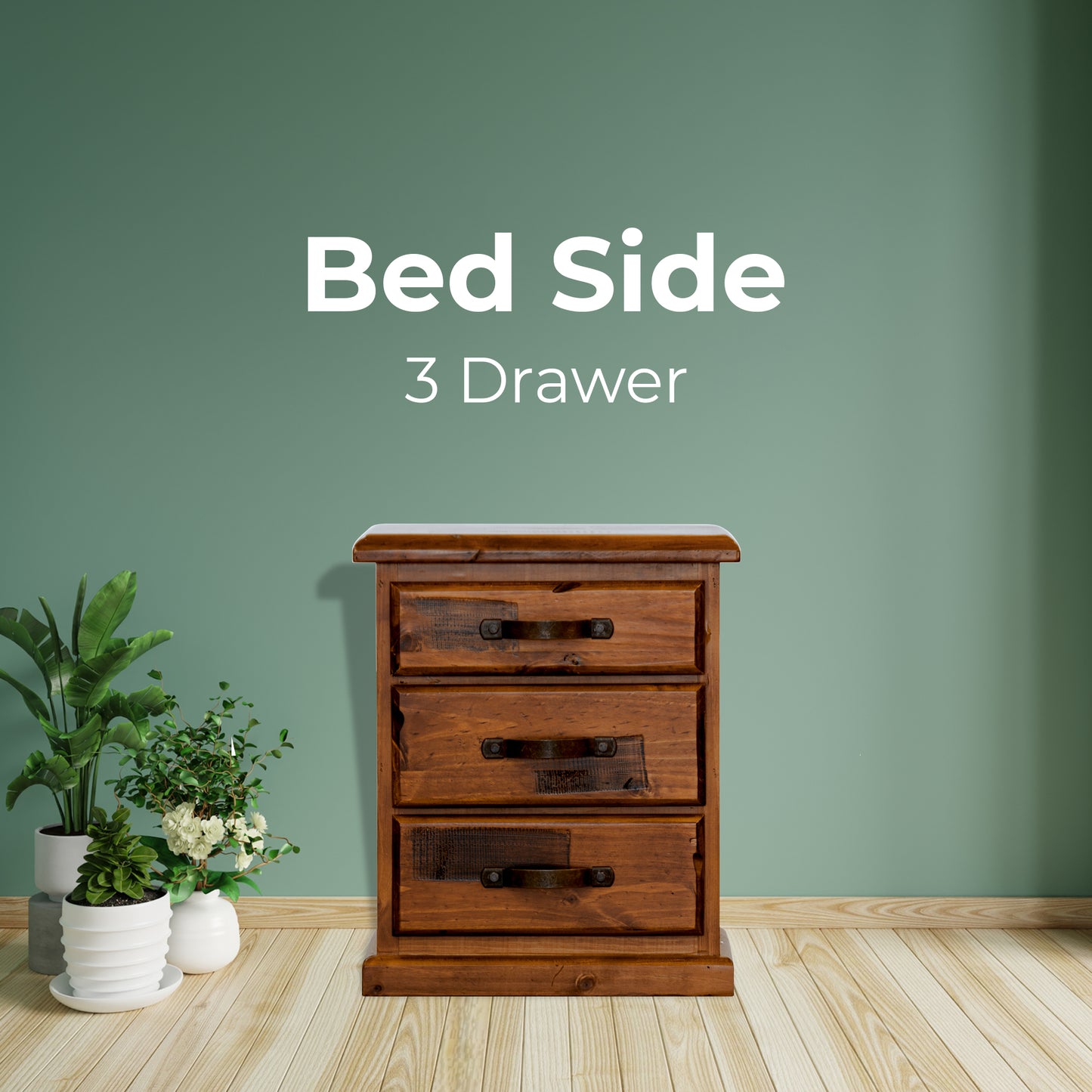 Bedside Tables 3 Drawers Storage Cabinet Shelf Side End Table - Dark Brown