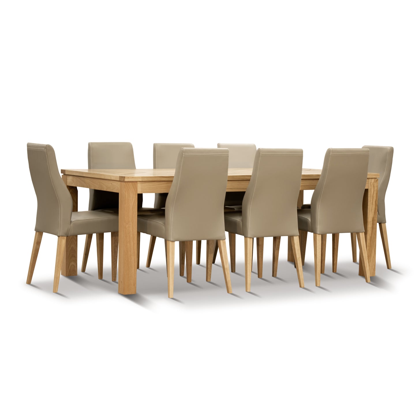 Dining Chair Set of 4 PU Leather Seat Solid Messmate Timber - Silver