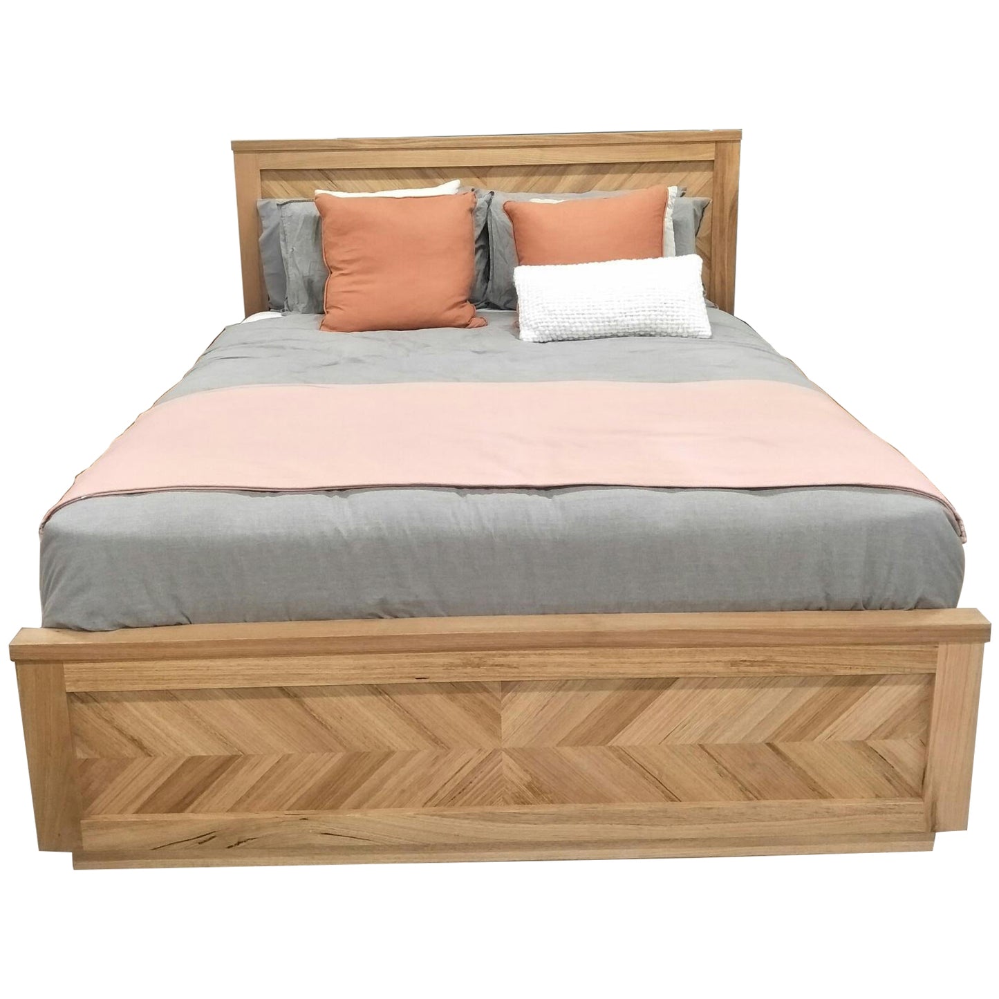 Queen Size Bed Parquet Solid Messmate Timber Wood Frame Mattress Base