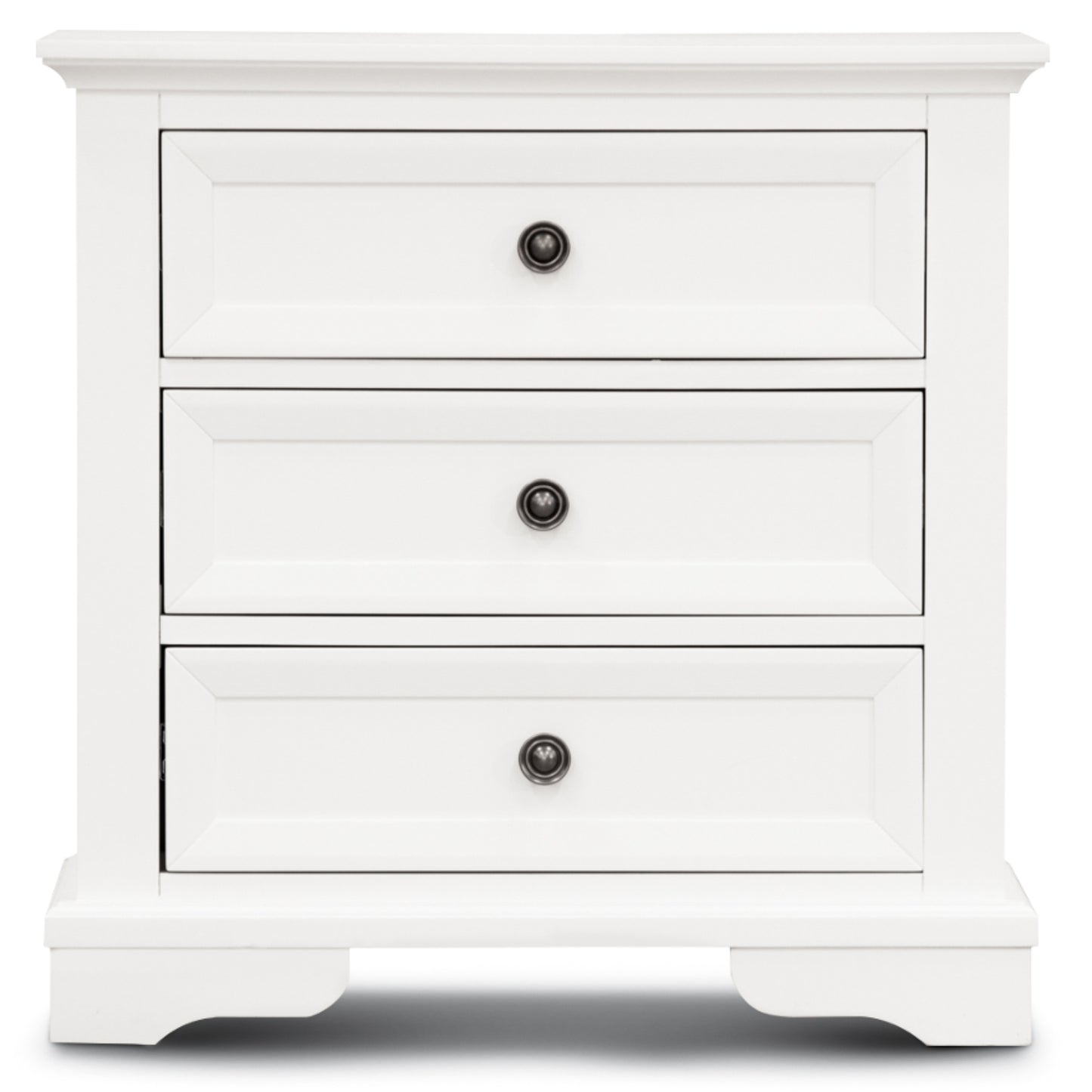 Bedside Table Set of 2pcs - 3 Drawers Storage Cabinet Nightstand - White