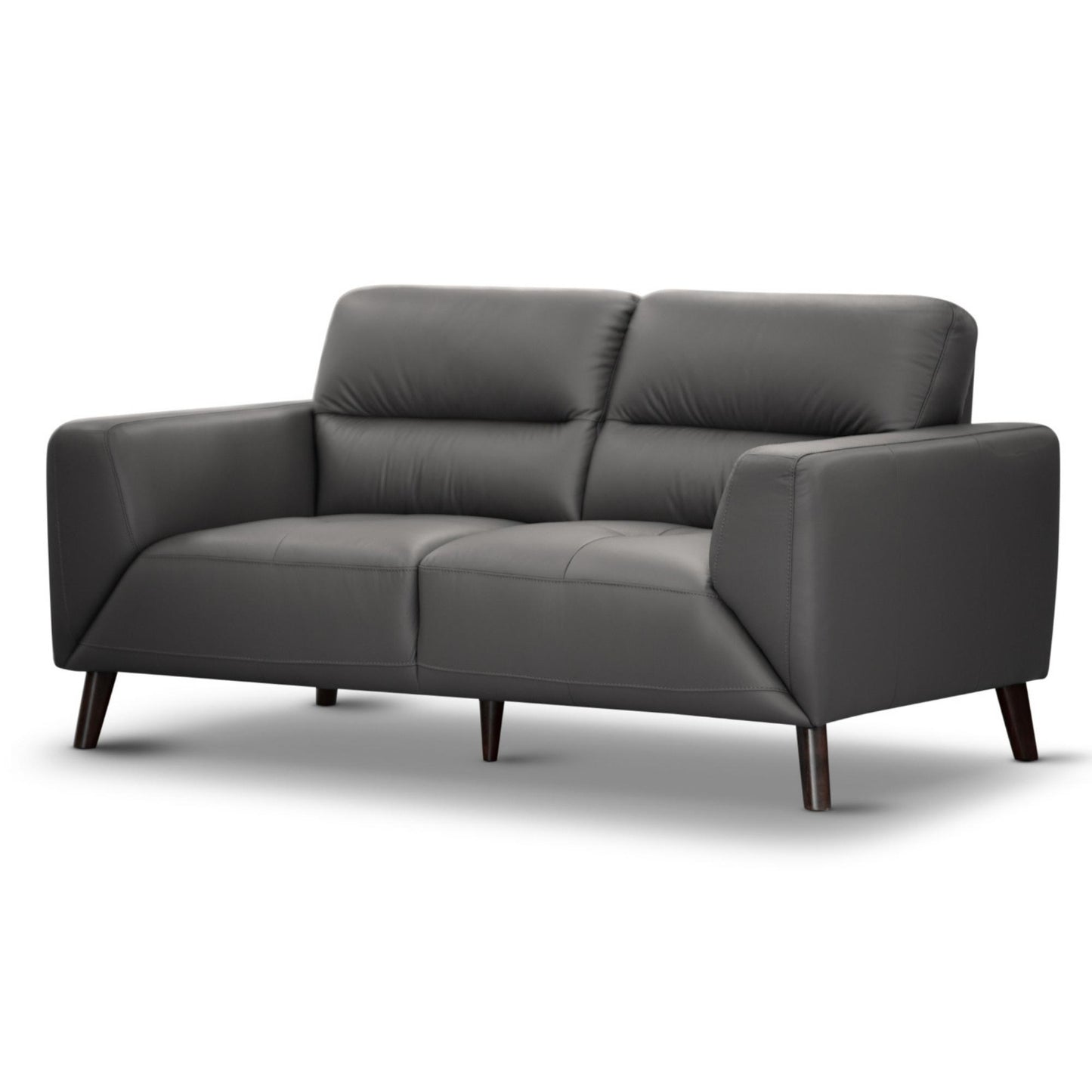 Leather Sofa 2 Seater Upholstered Lounge Couch - Gunmetal