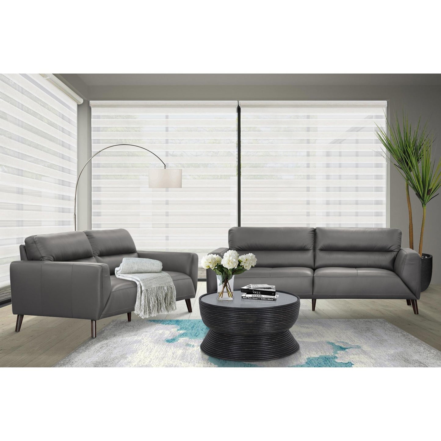 Leather Sofa 3 Seater Upholstered Lounge Couch - Gunmetal