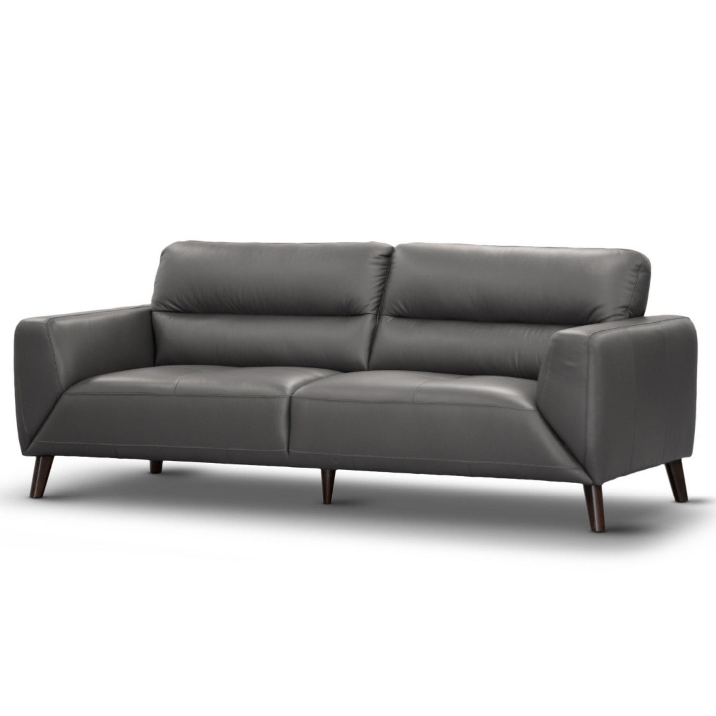 Leather Sofa 3 Seater Upholstered Lounge Couch - Gunmetal