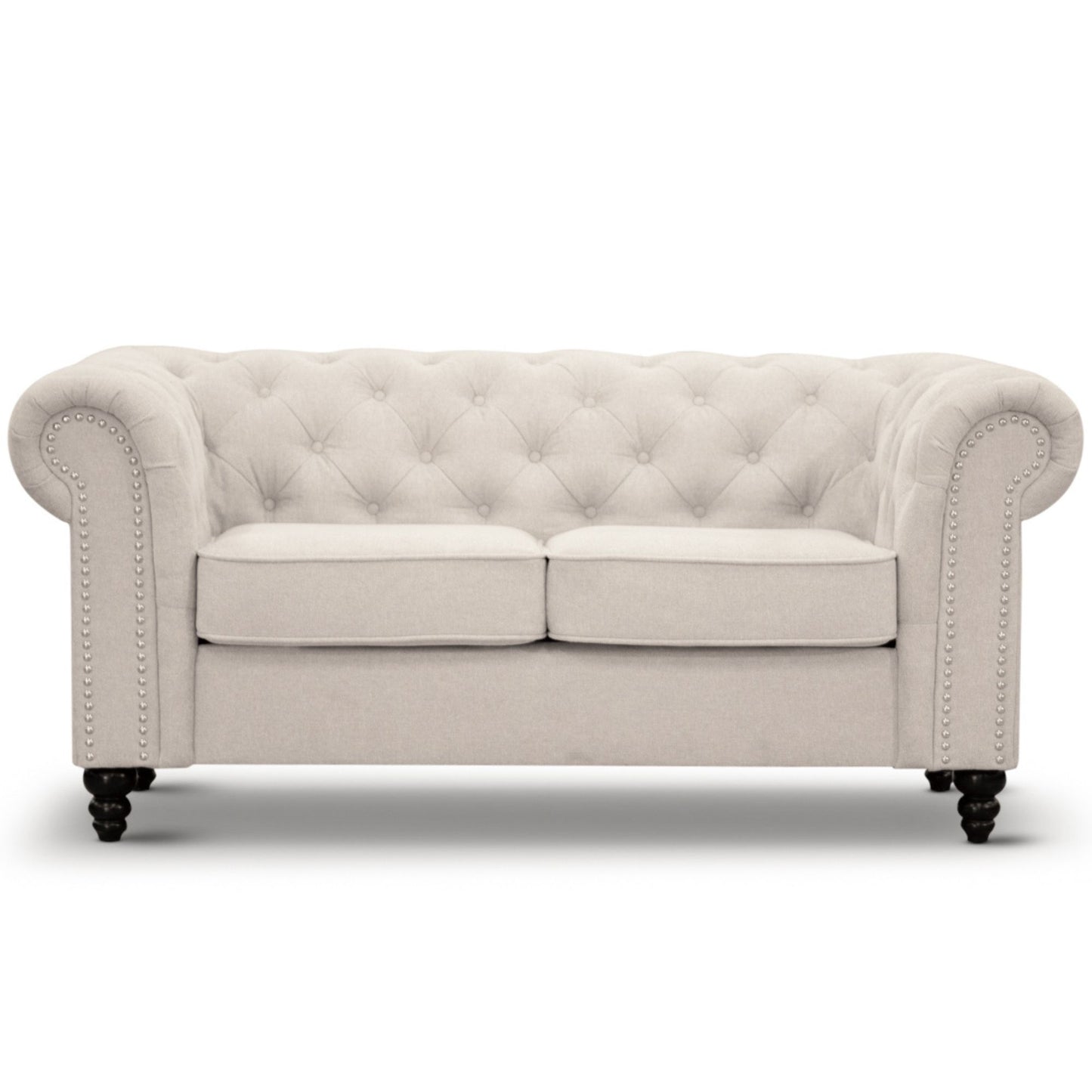 Mellowly 2 Seater Sofa Fabric Uplholstered Chesterfield Lounge Couch - Beige