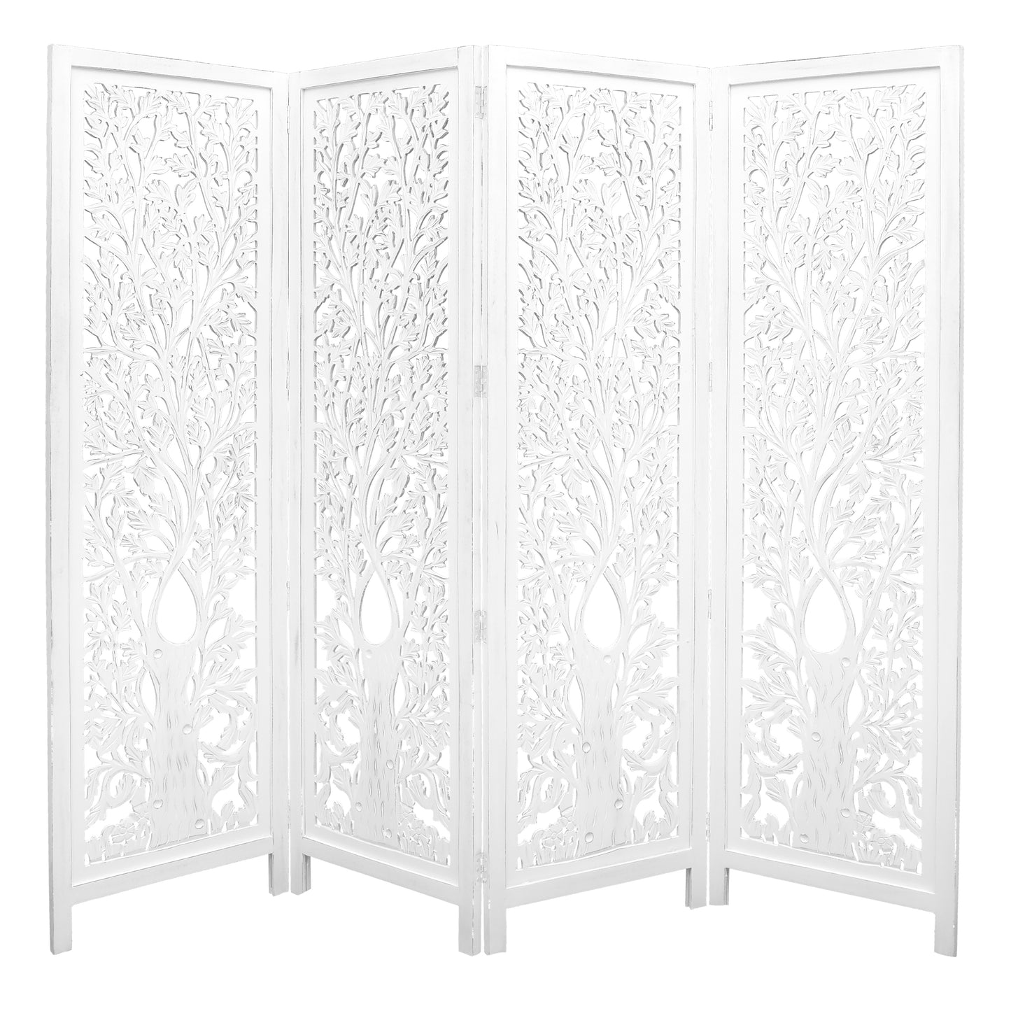 Life Dig 4 Panel Room Divider Screen Privacy Shoji Timber Wood Stand - White