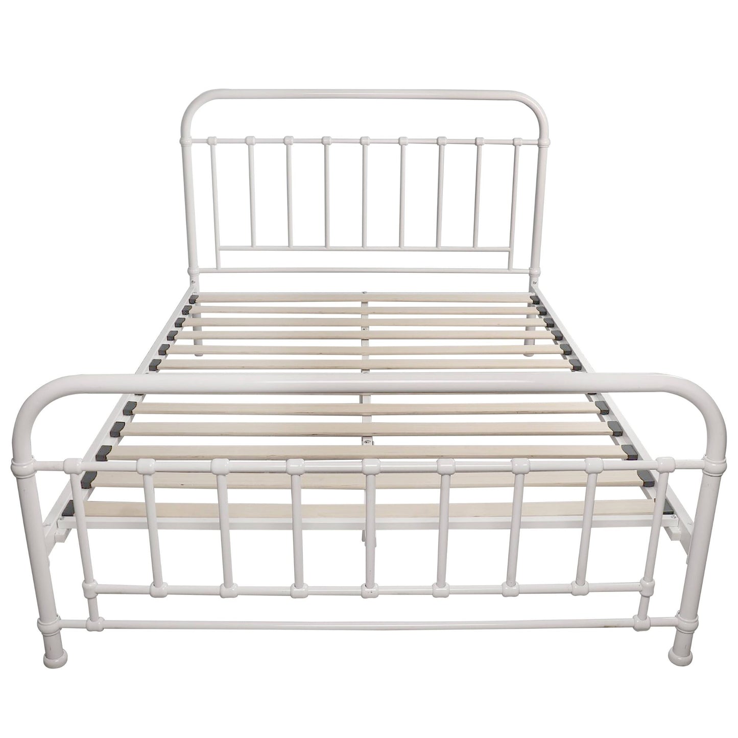 Double Bed Size Metal Frame Platform Mattress Base - White