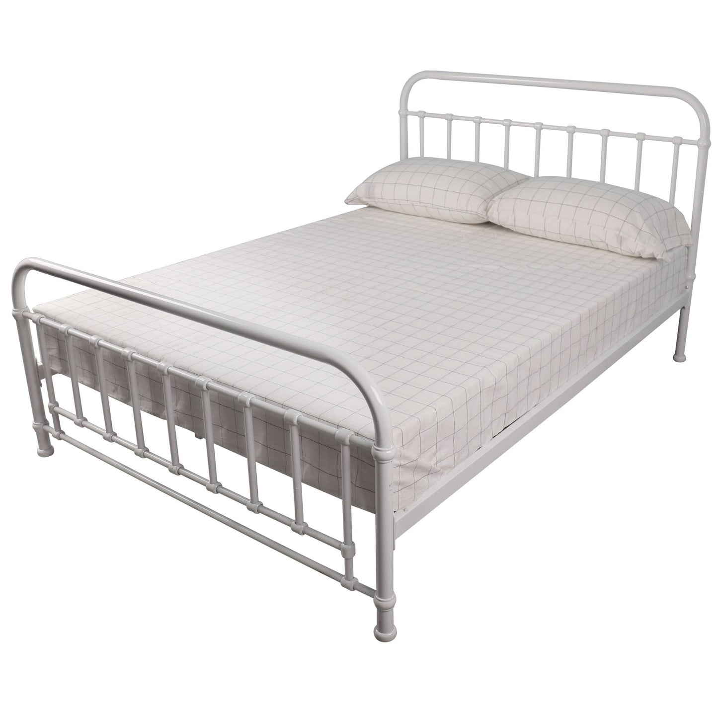 Double Bed Size Metal Frame Platform Mattress Base - White