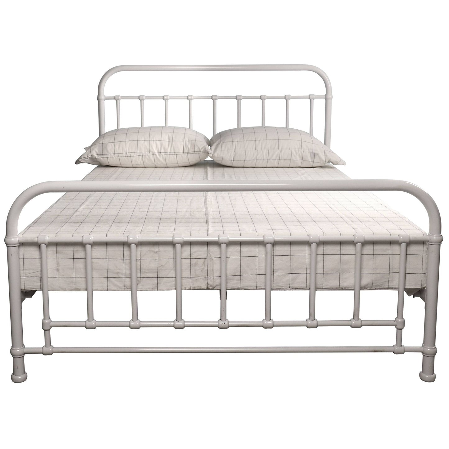 Double Bed Size Metal Frame Platform Mattress Base - White