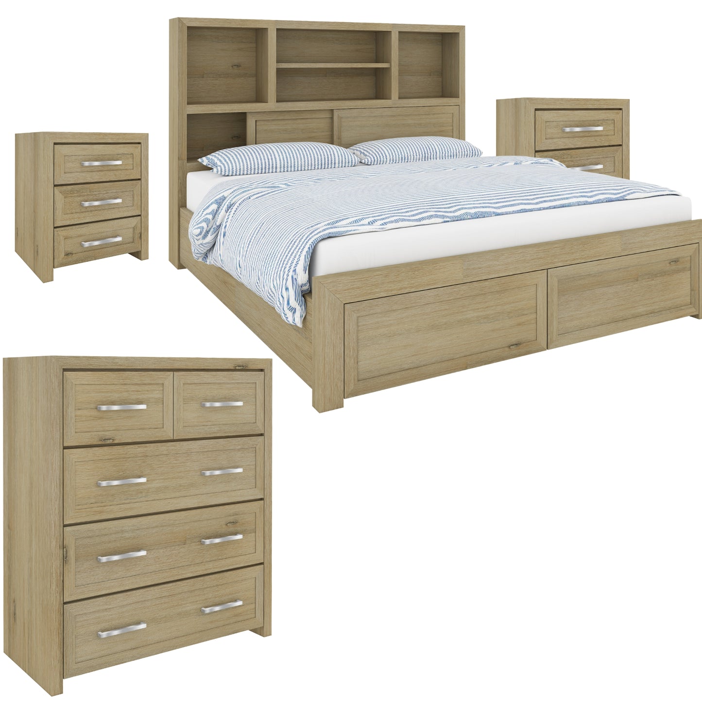 Tallboy Chest of Drawers Gracelyn 5 Solid Wood Bedroom Storage - Smoke