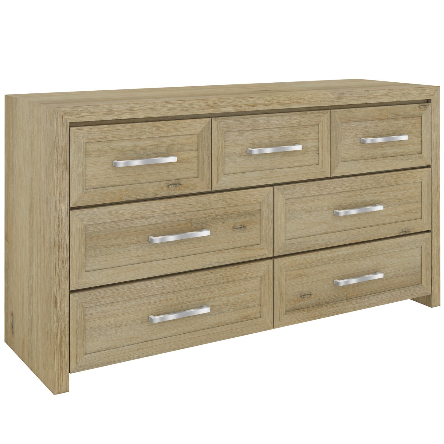 Gracelyn Dresser 7 Chest of Drawers Solid Wood Bedroom Storage Cabinet - Smoke