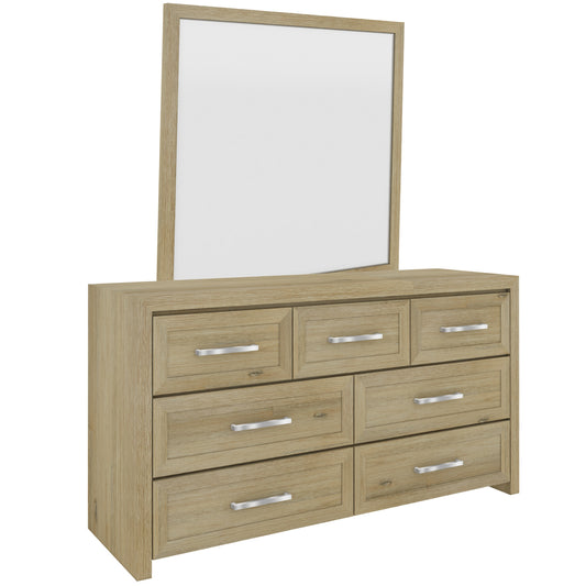 Gracelyn Dresser Mirror 7 Chest of Drawers Solid Wood Bedroom Cabinet - Smoke