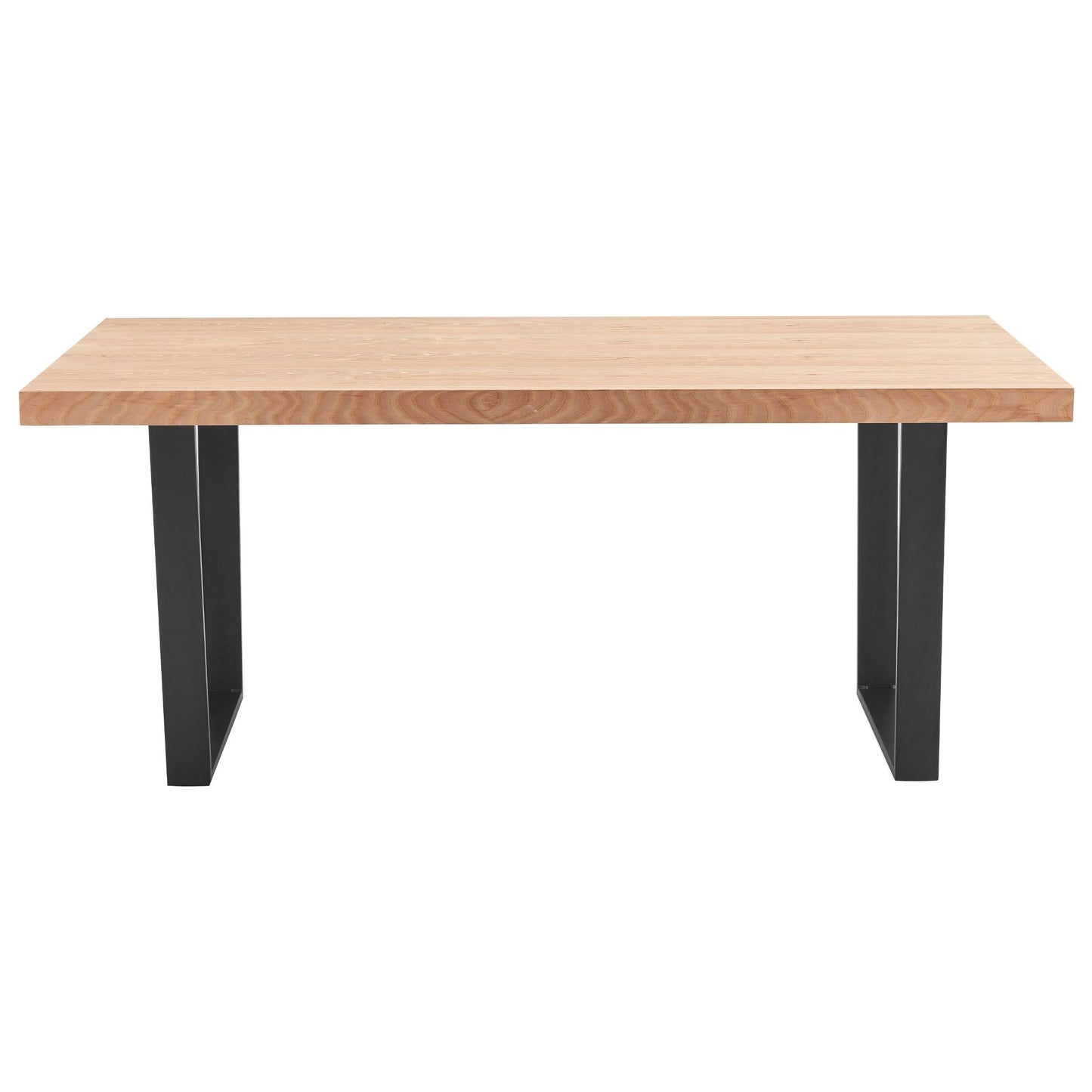 Dining Table 210cm Elm Timber Wood Black Metal Leg - Natural