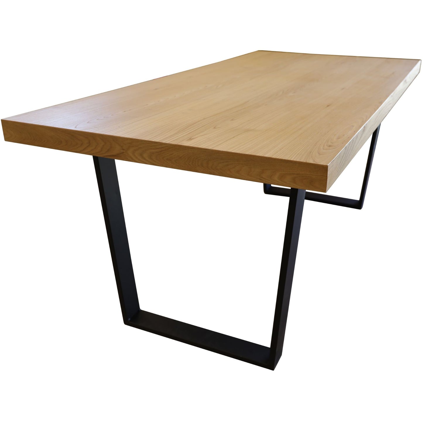 Dining Table 210cm Elm Timber Wood Black Metal Leg - Natural