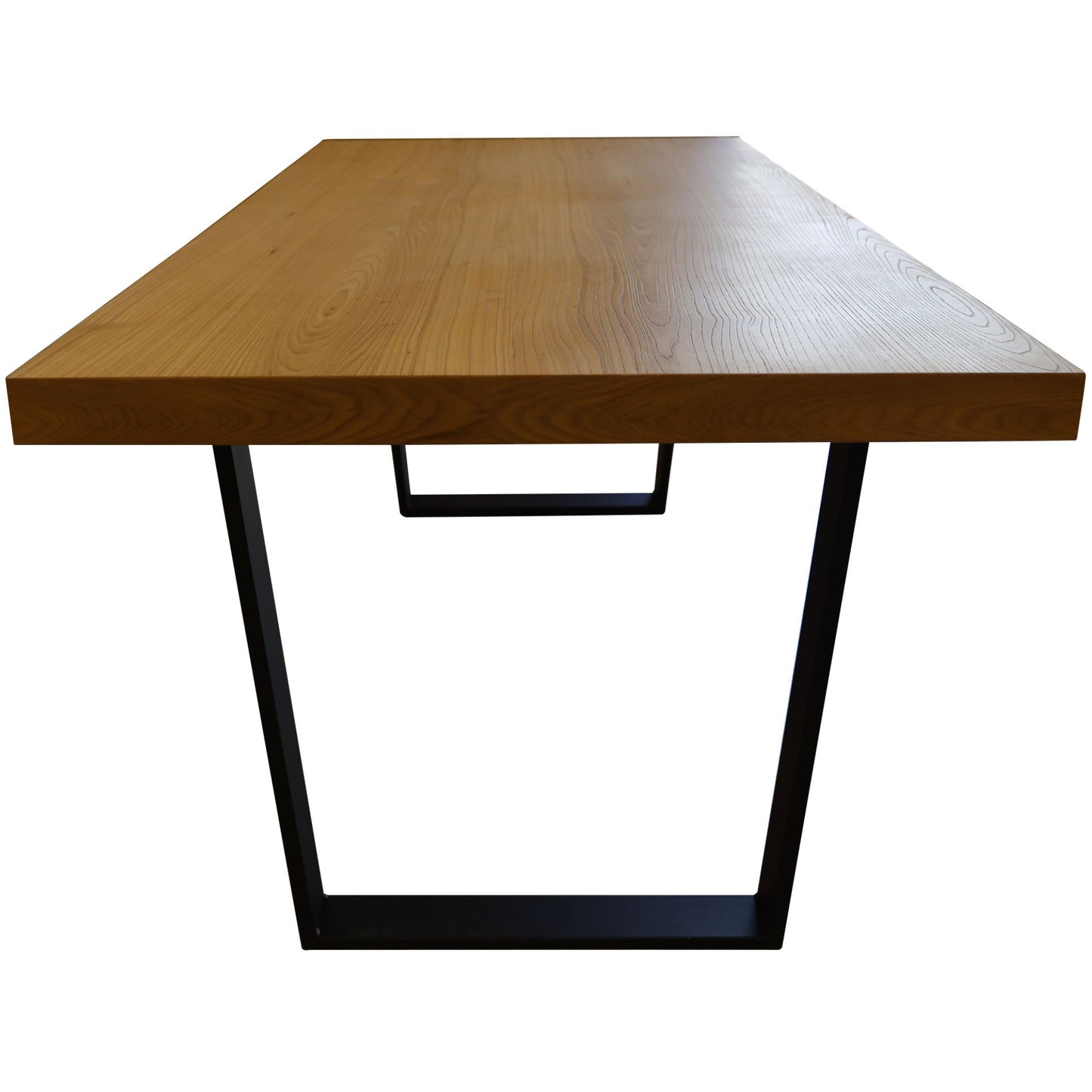 Dining Table 210cm Elm Timber Wood Black Metal Leg - Natural