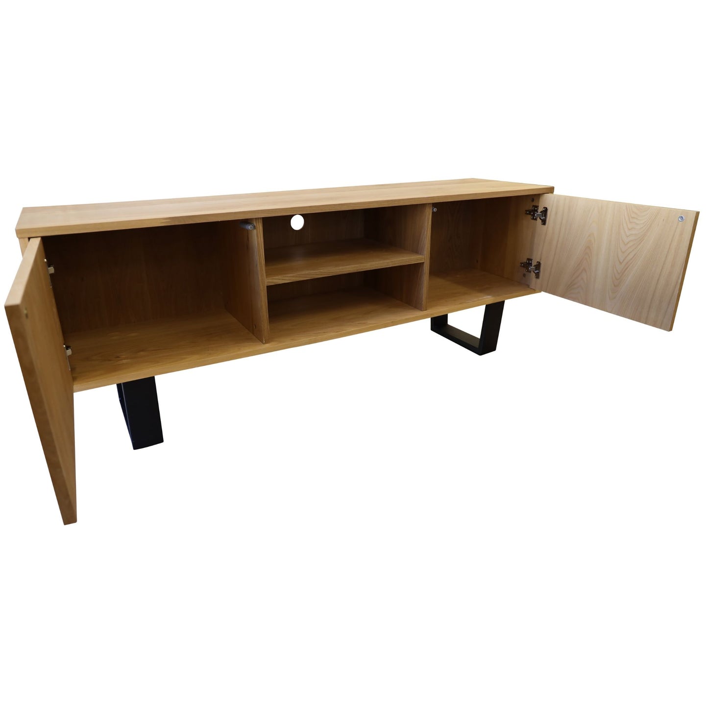 Entertainment TV Unit 160cm Elm Timber Wood 2 Door - Natural