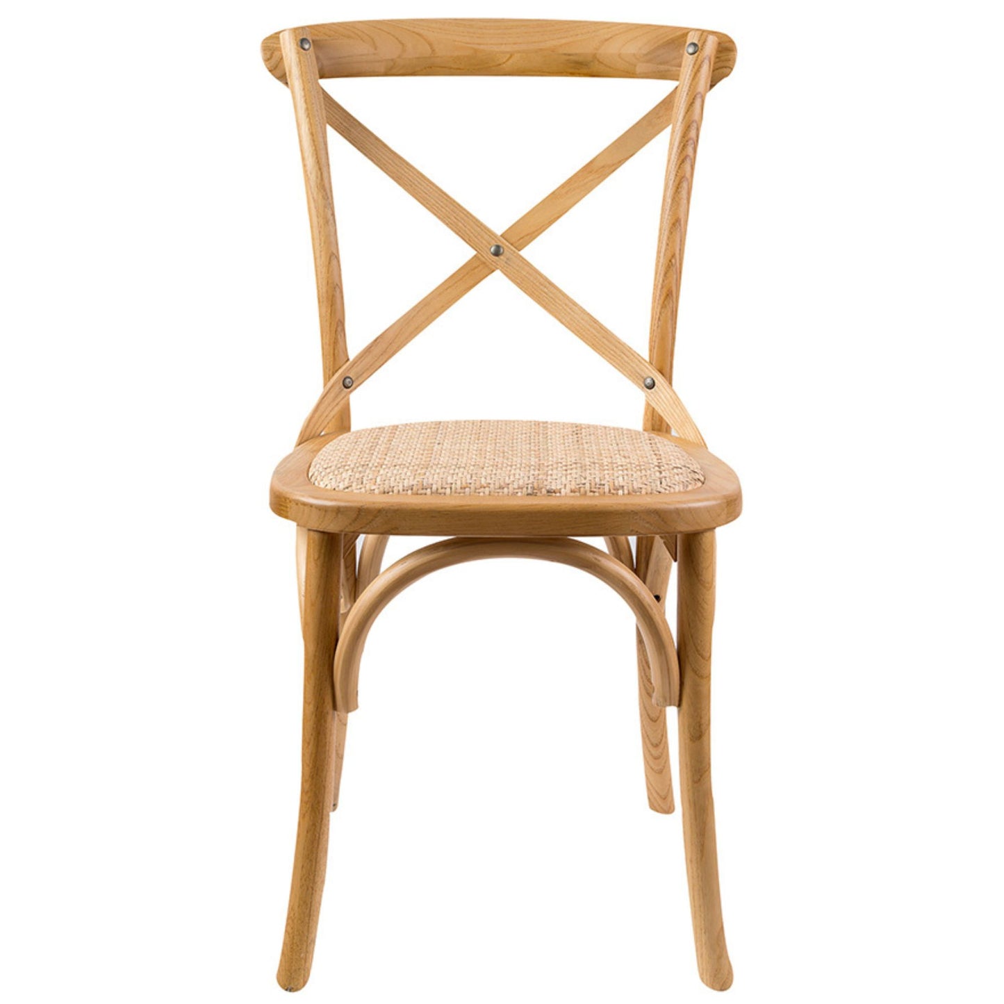 Crossback Dining Chair Set of 2 Solid Birch Timber Wood Ratan Seat - Oak