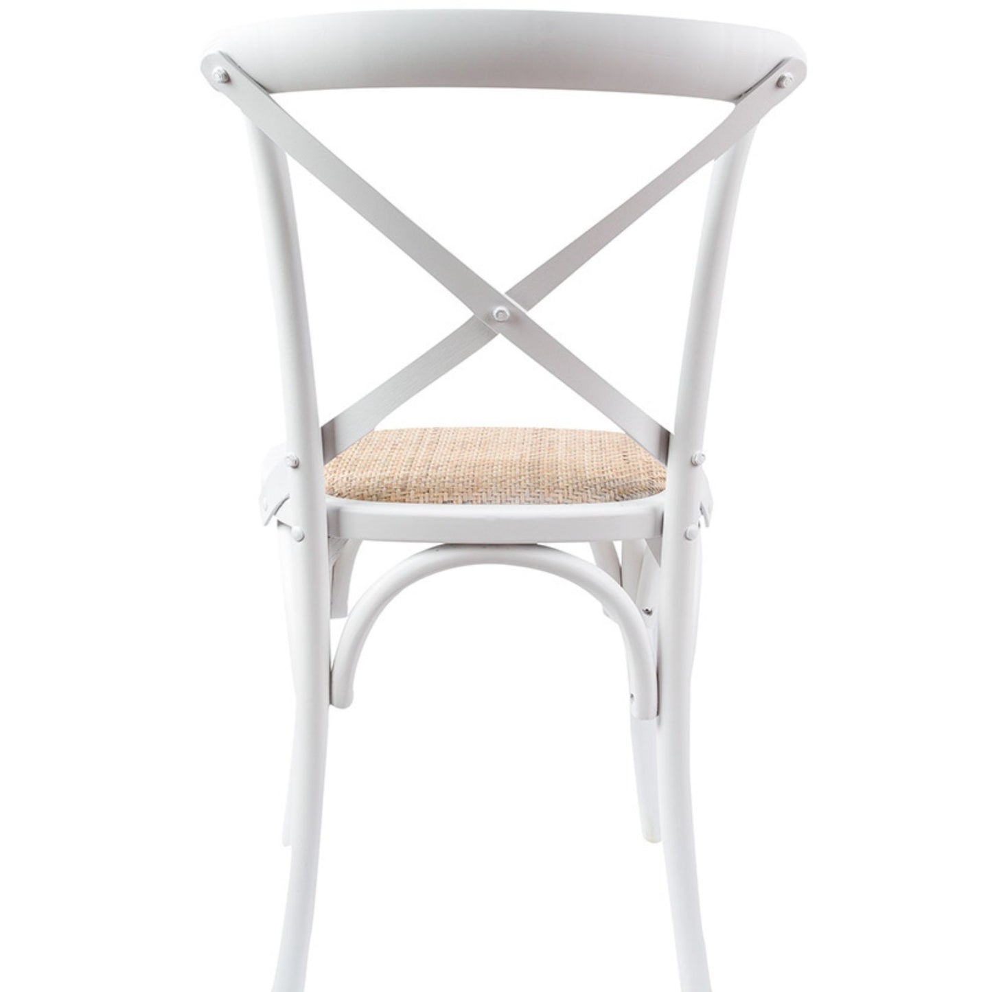 Crossback Dining Chair Set of 4 Solid Birch Timber Wood Ratan Seat - White