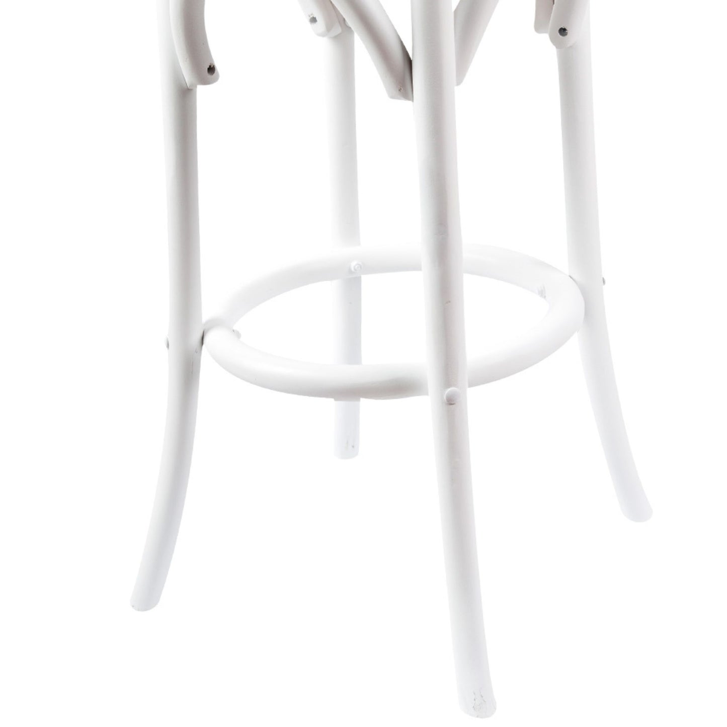 2pc Round Bar Stools Dining Stool Chair Solid Birch Wood Rattan Seat White