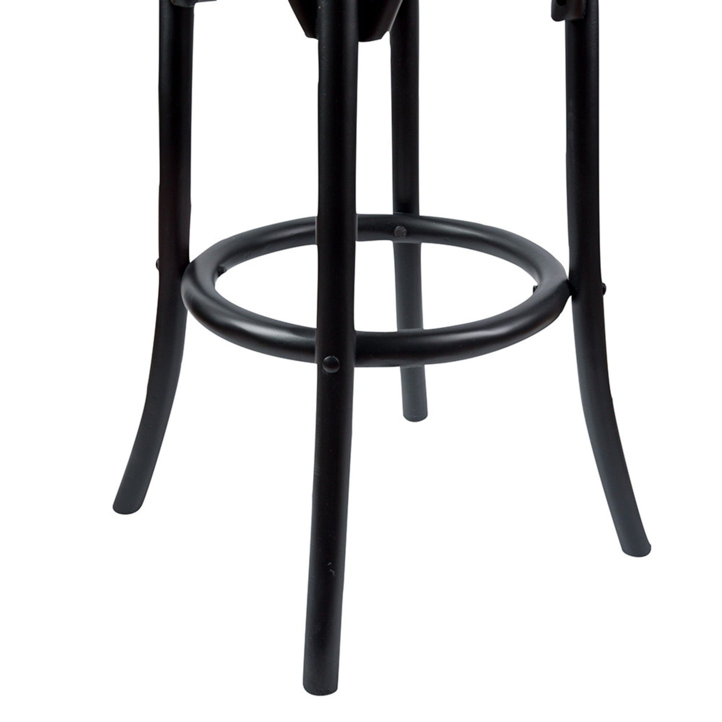 Round Bar Stools Set of 3 Dining Stool Chair Solid Birch Wood Rattan Seat - Black