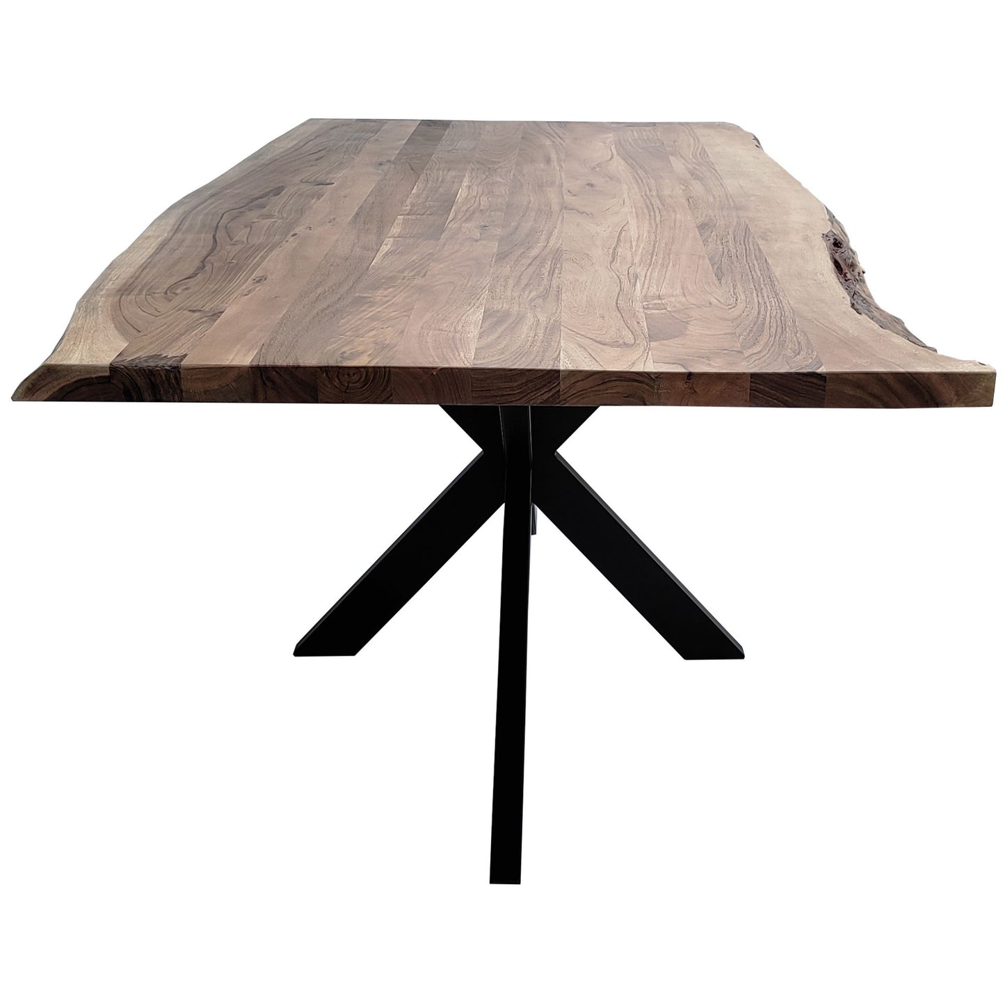 Dining Table 180cm Live Edge Solid Acacia Timber Wood Metal Leg -Natural