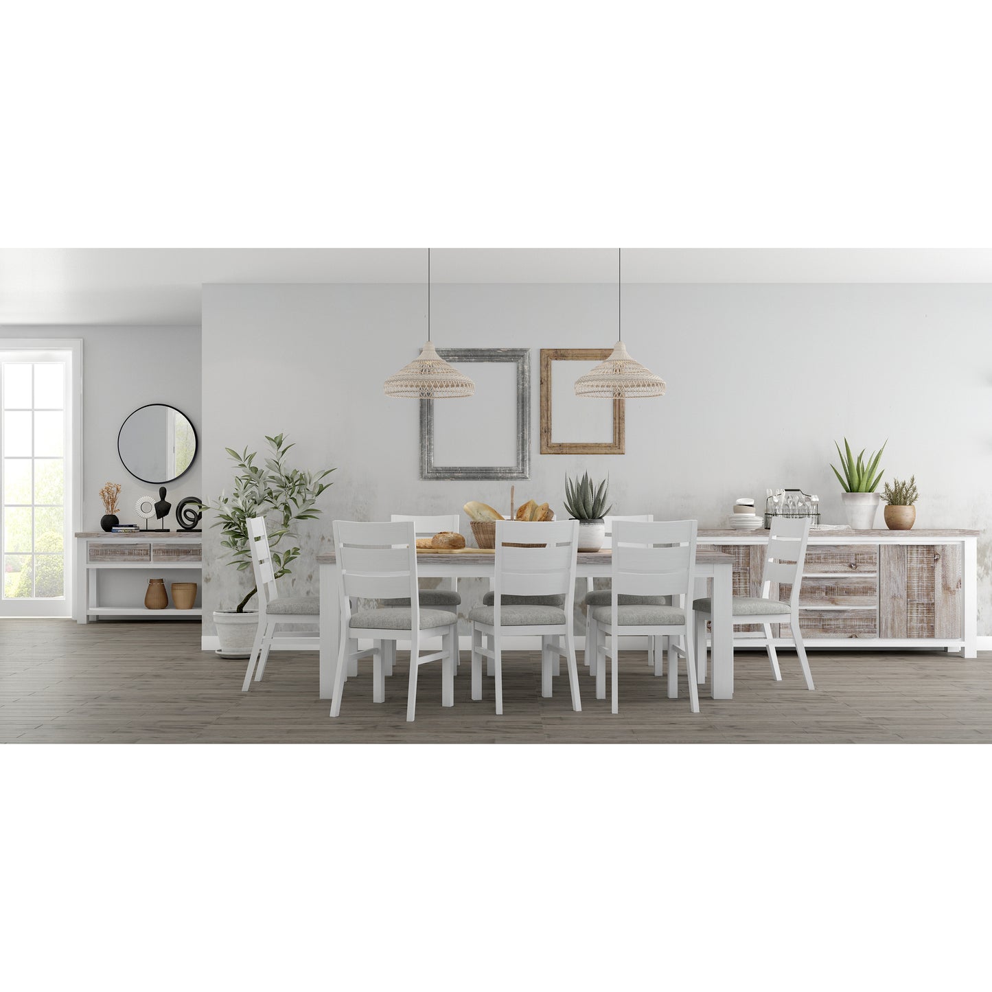 Dining Table 190cm Solid Acacia Wood Home Dinner Furniture - White Brush