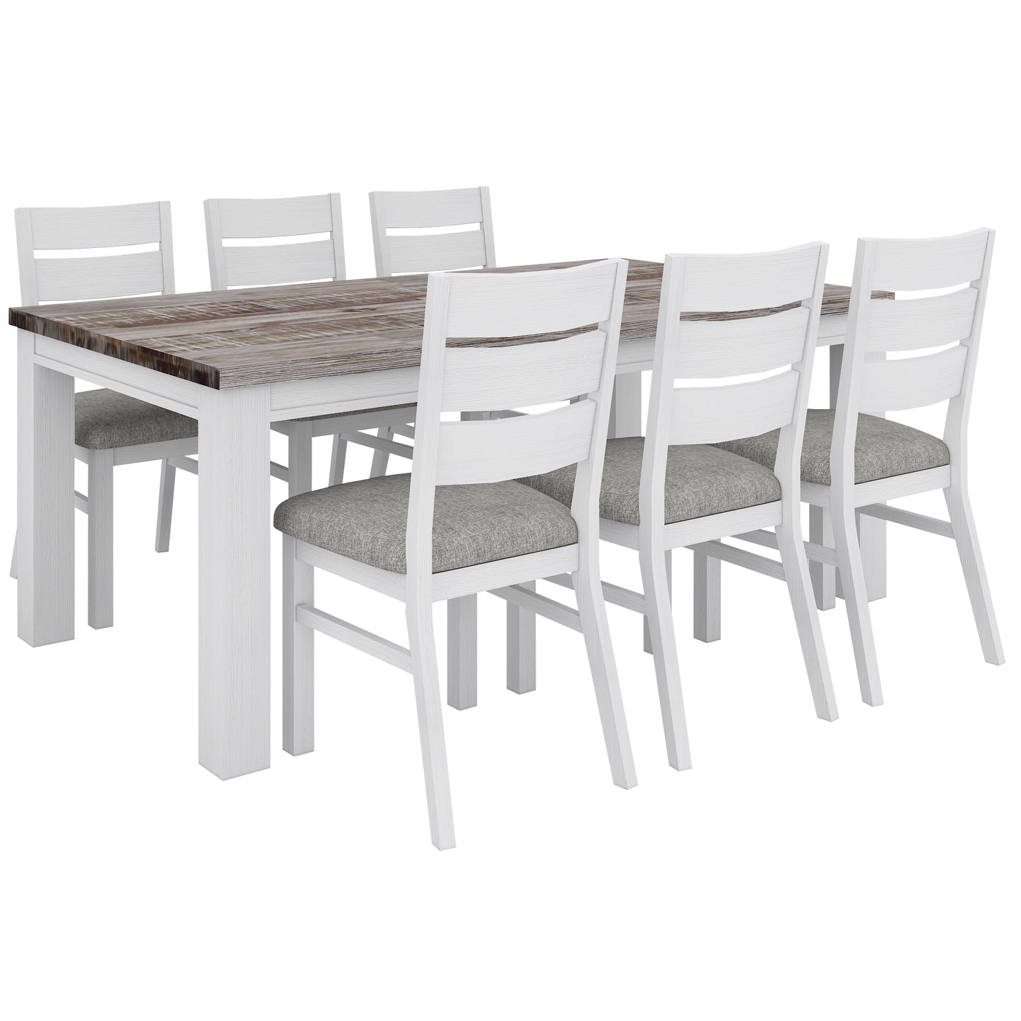 Dining Table 190cm Solid Acacia Wood Home Dinner Furniture - White Brush