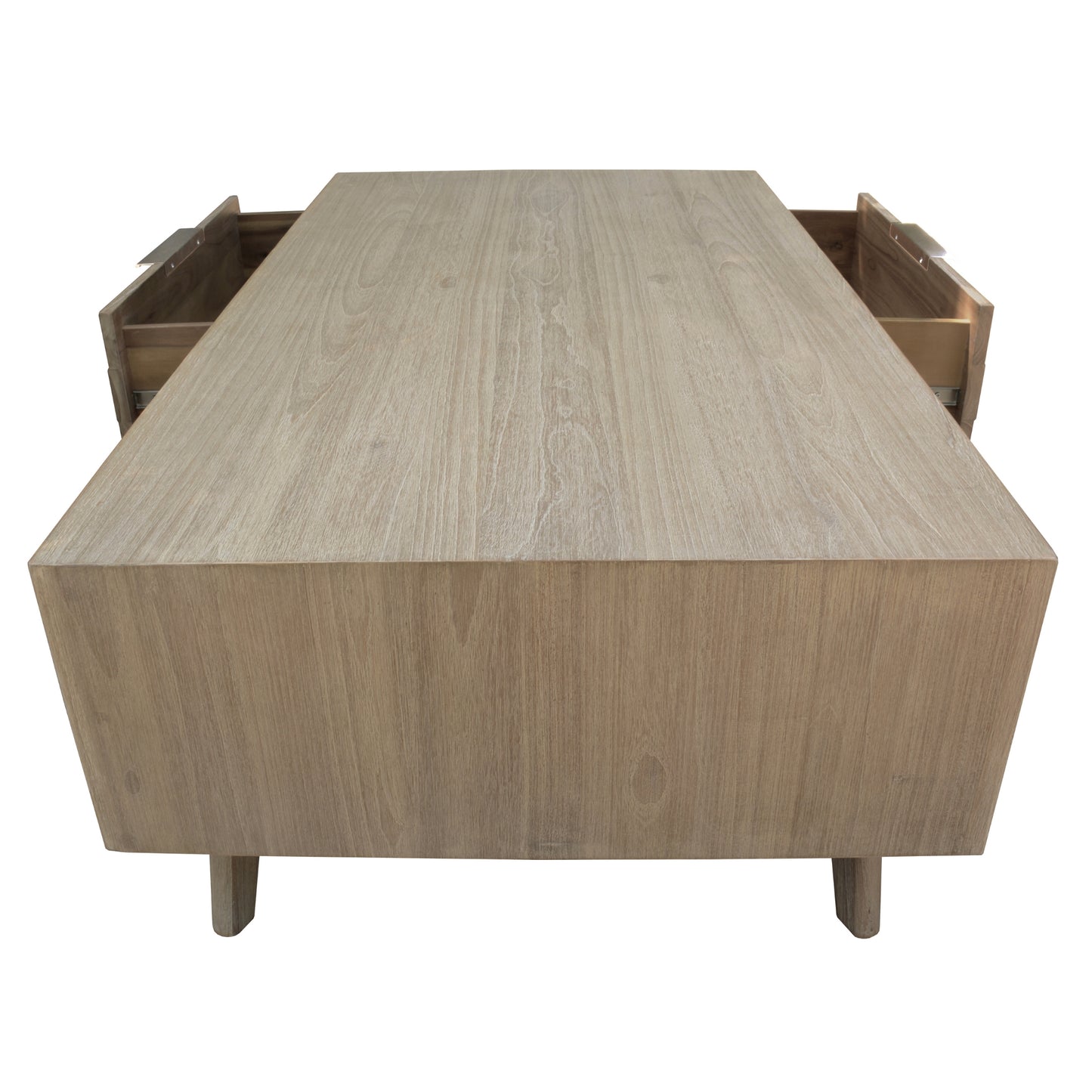 Tyler 130cm Coffee Table 2 Drawer Solid Acacia Timber - Brushed Smoke