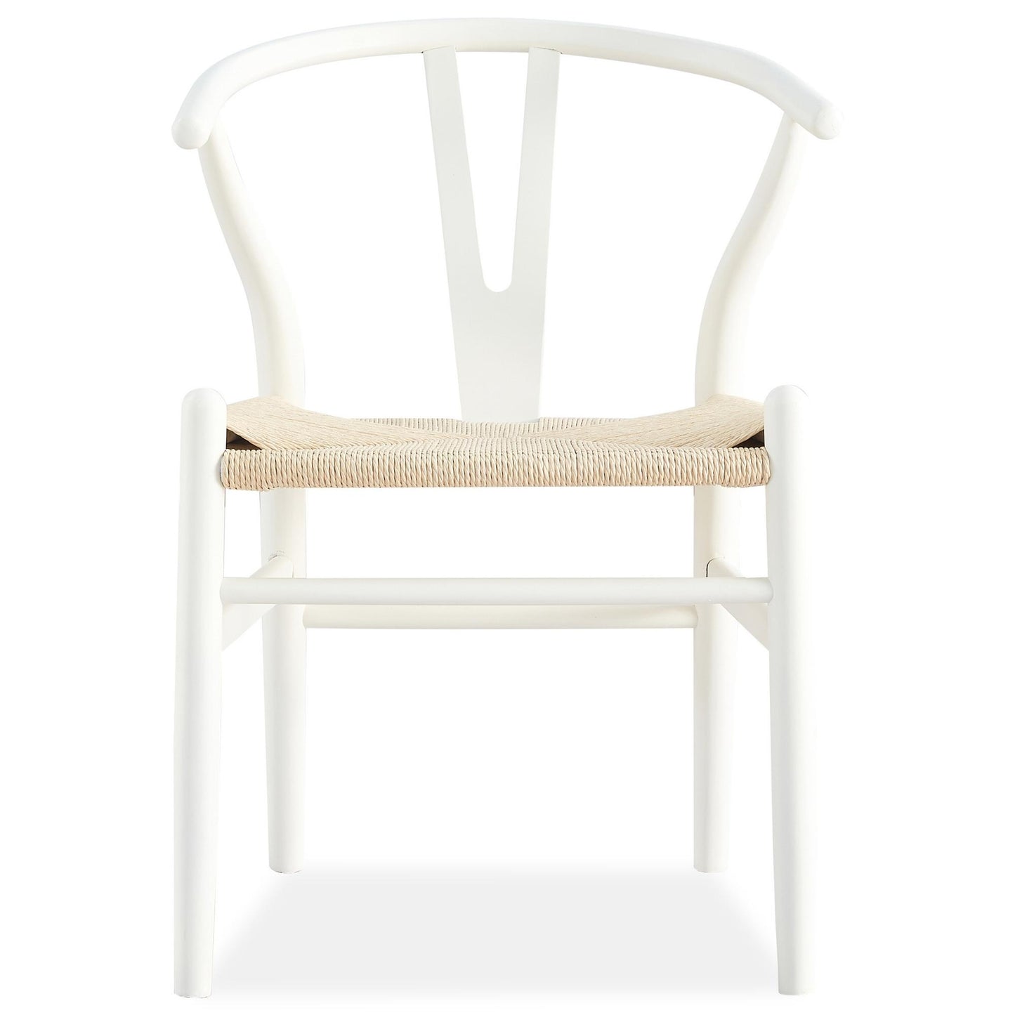 Set of 4 Wishbone Dining Chair Beech Timber Replica Hans Wenger - White