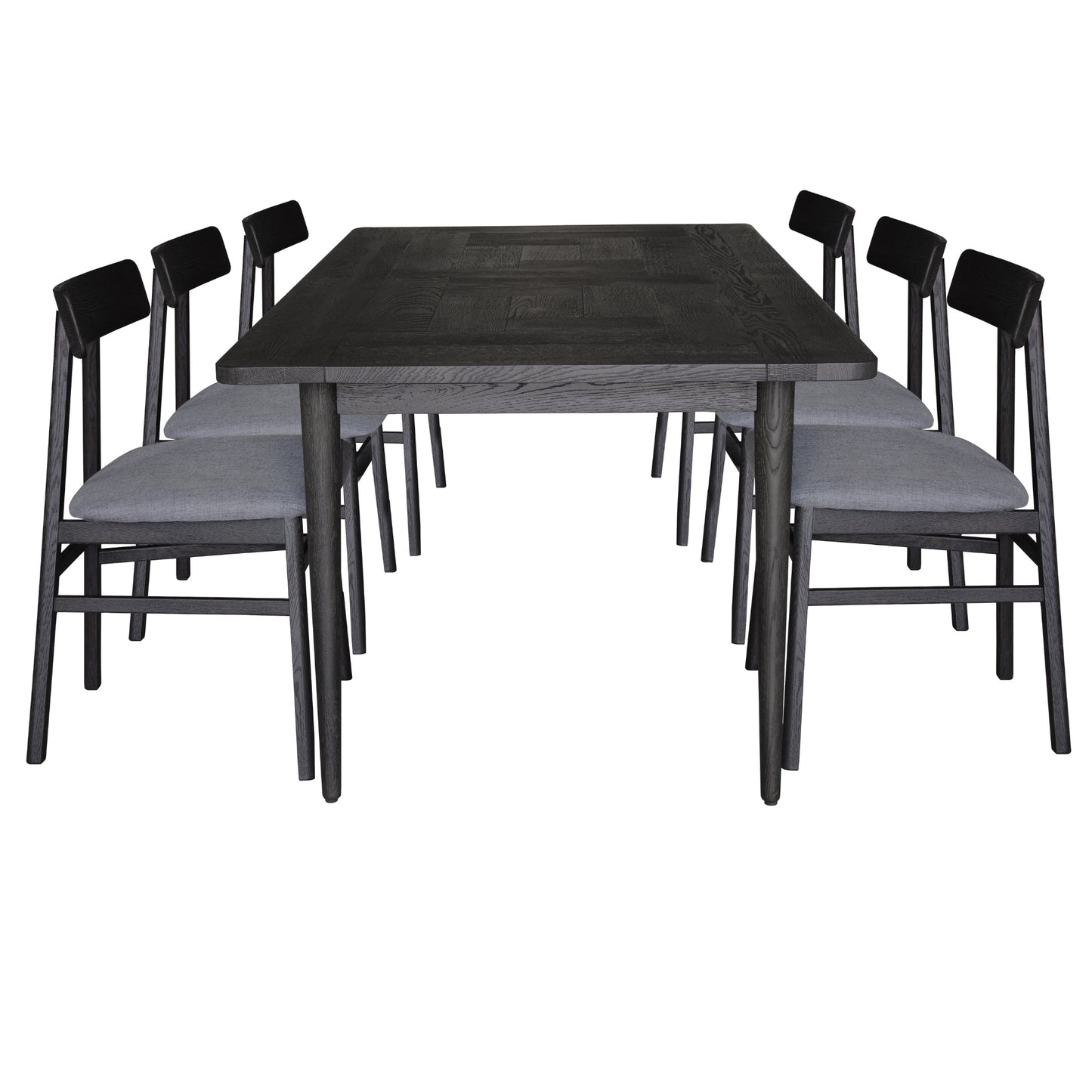 Dining Set Claire 7pc Table 180cm Solid Oak Wood with Fabric Seat Chairs - Black