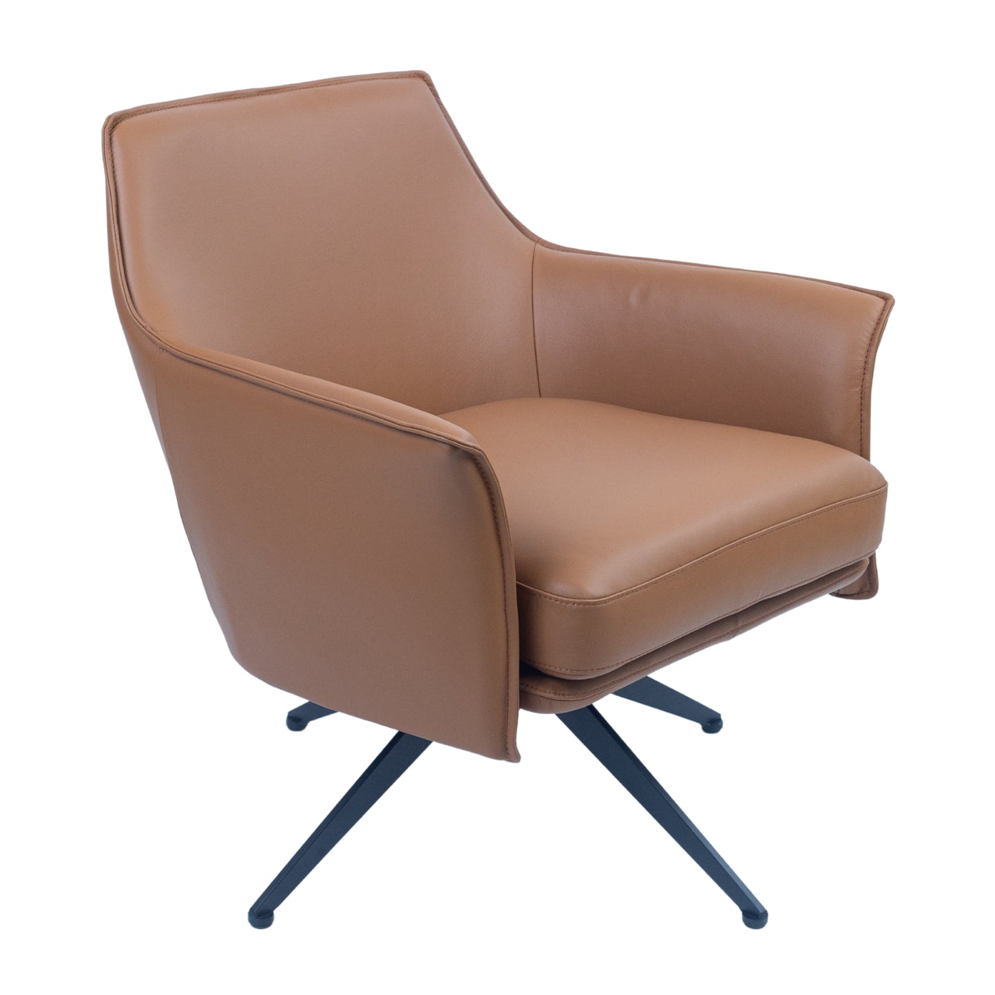 Freya Leather Swivel Occasional Chair Lounge Seat - Brown