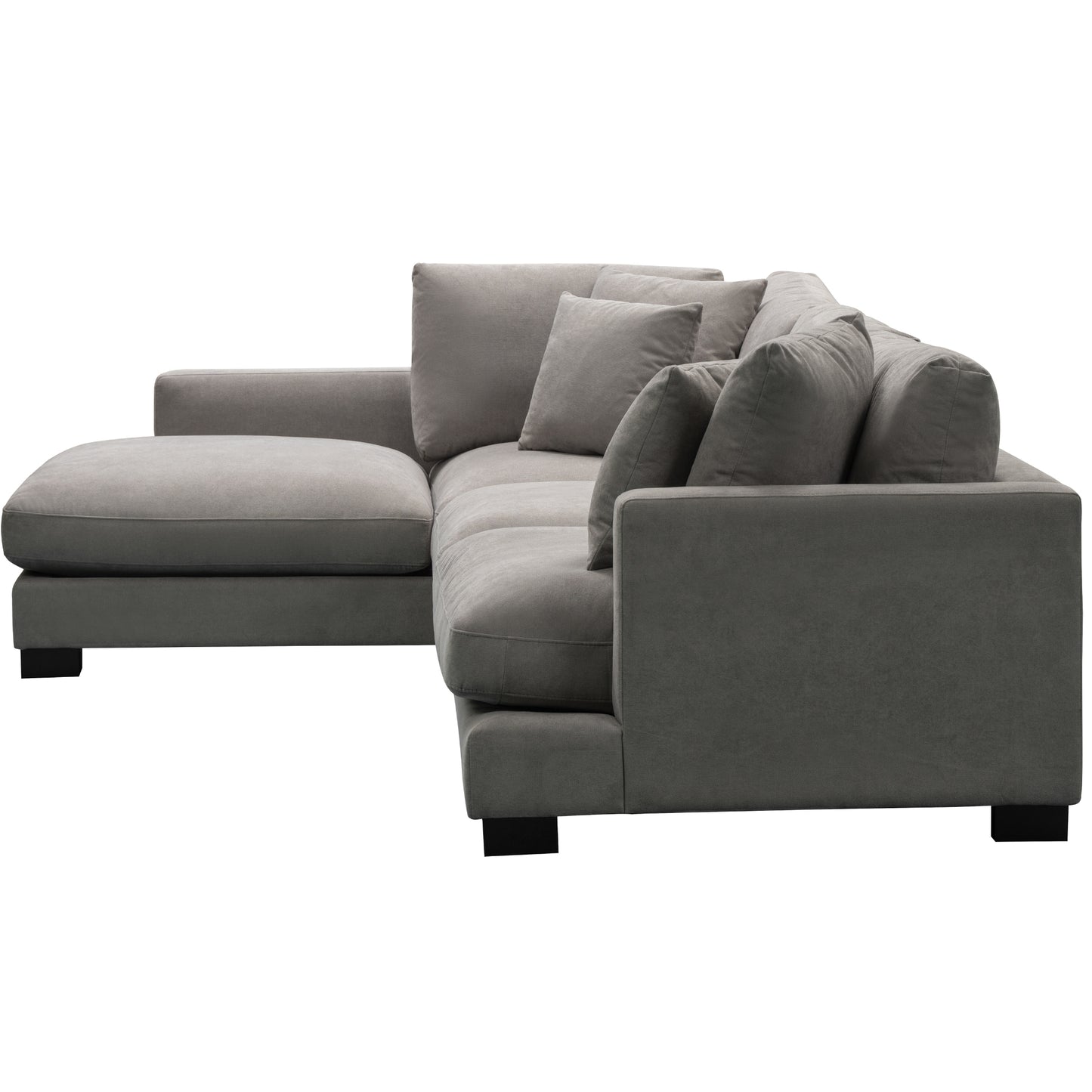 Royalty 3 Seater Sofa Fabric Upholstered Left Chaise Lounge Couch - Grey